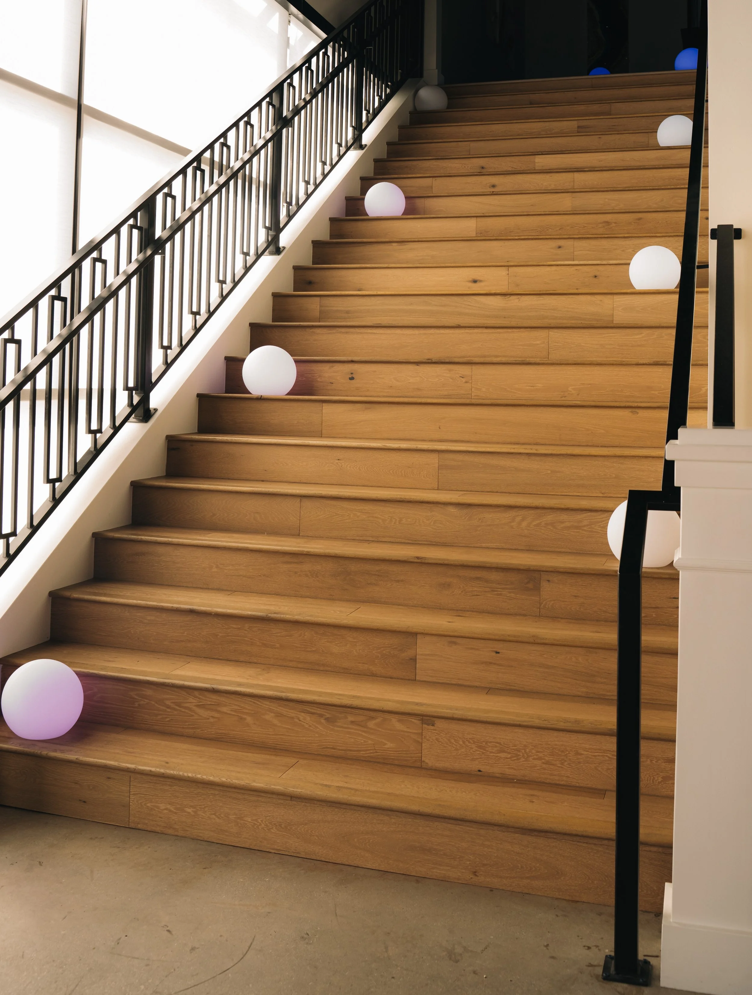 Grand stairwell ready for a business event at our event center