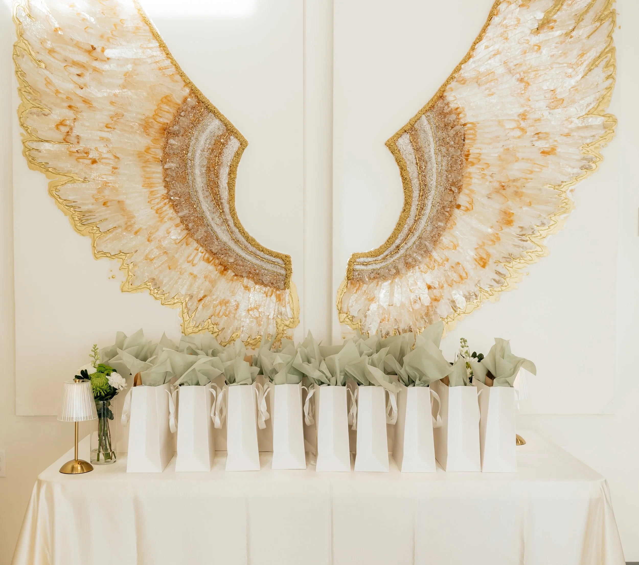 Angelic wings sculpture at Enchanted Events Center in Herriman, Utah