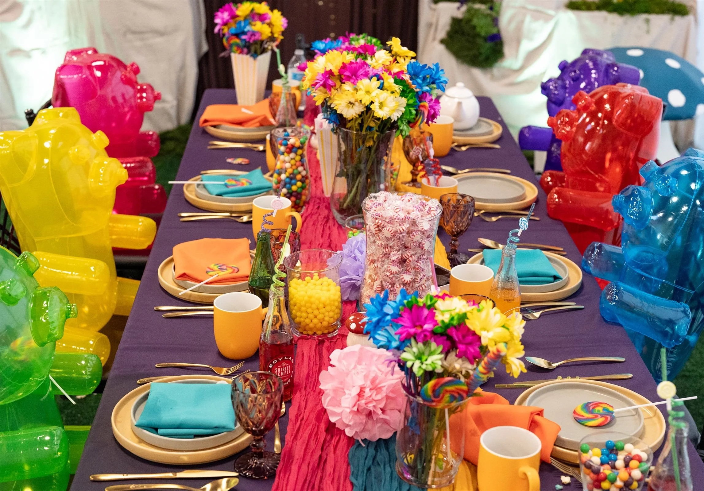Colorful candy table party setup in Herriman
