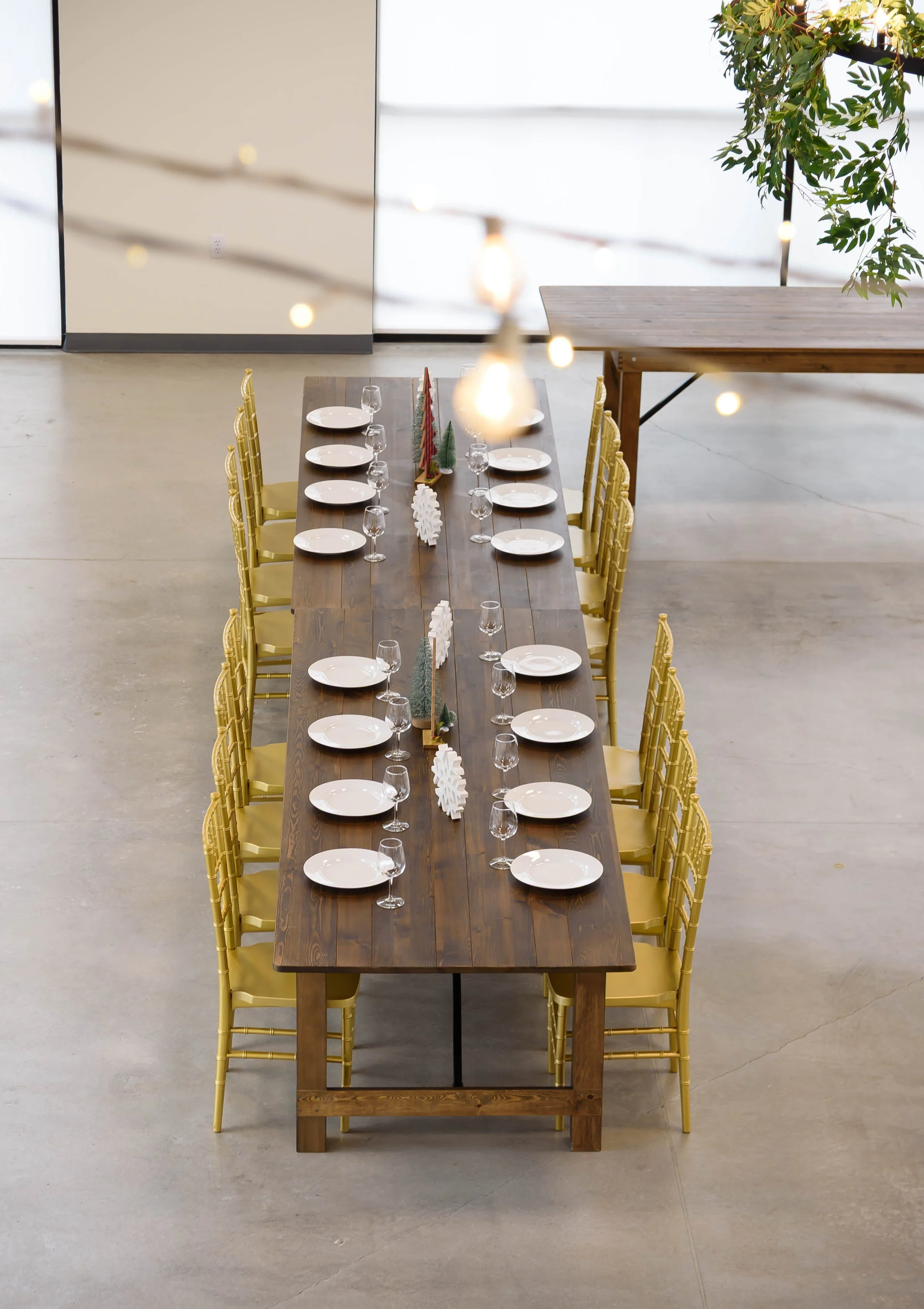 Holiday seating in our Enchanted Hall for corporate or holiday events