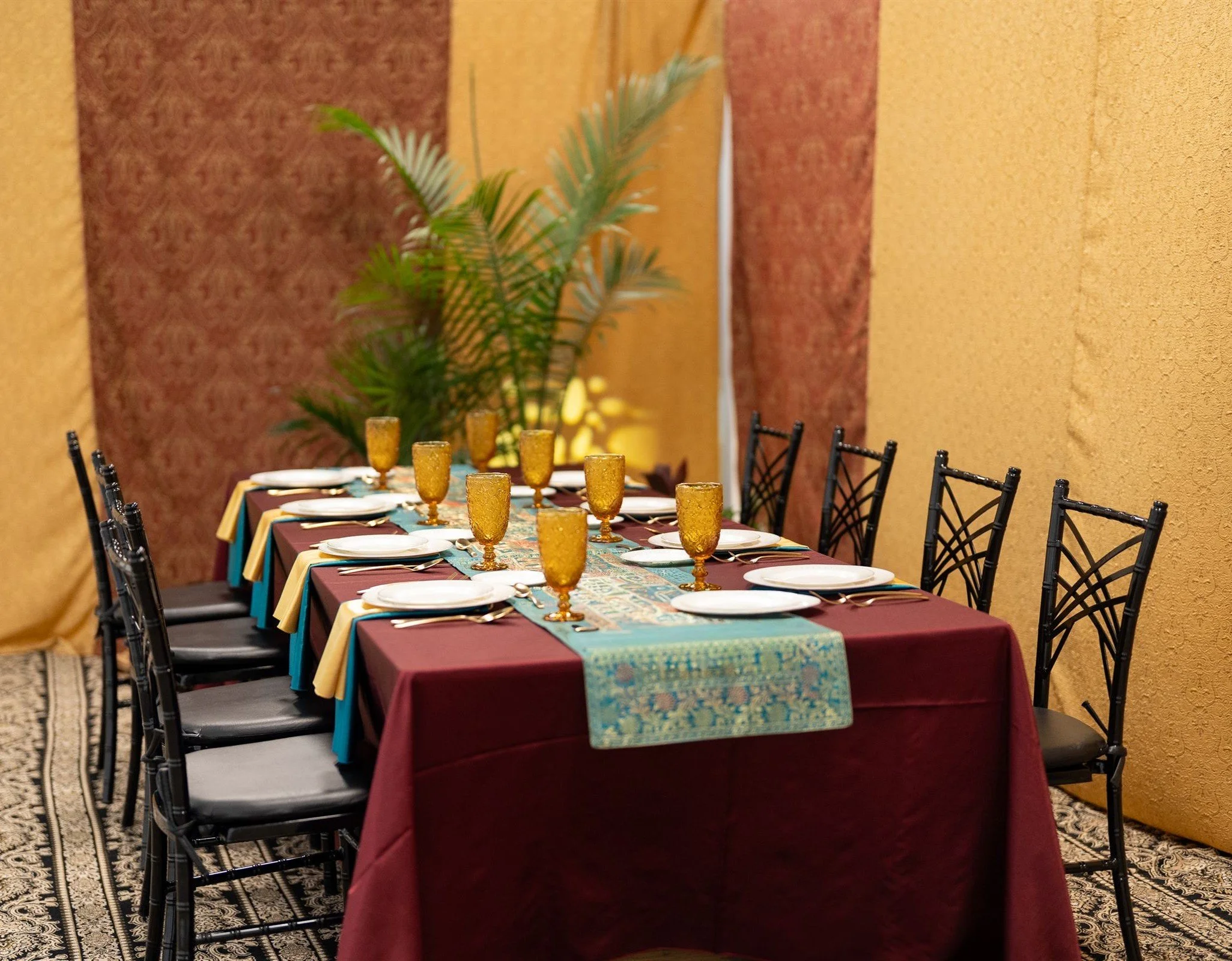 Eastern Indian style party setup at Enchanted Events Center