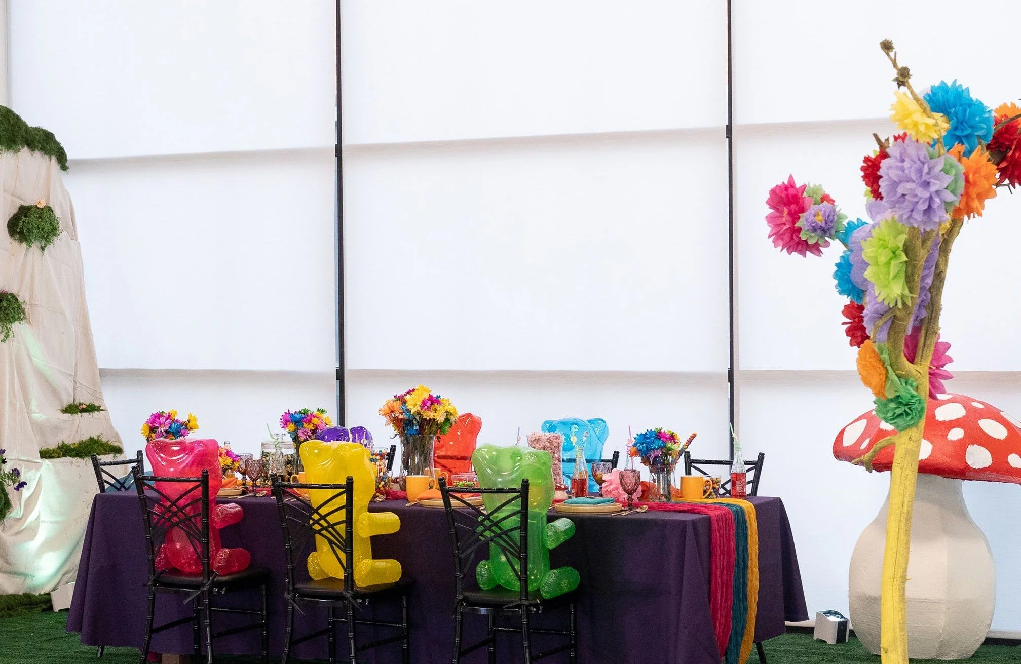 Willy Wonka style party setup at event venue in Salt Lake City