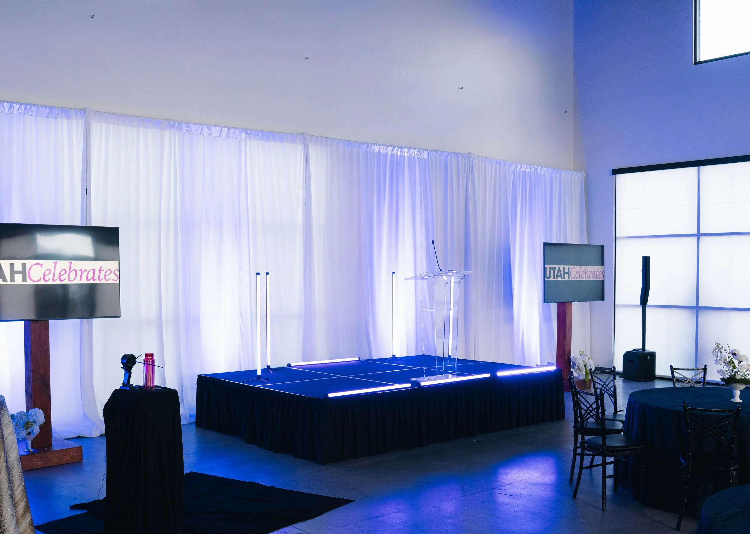 Corporate stage setup and ready to go at our meeting venue in Herriman