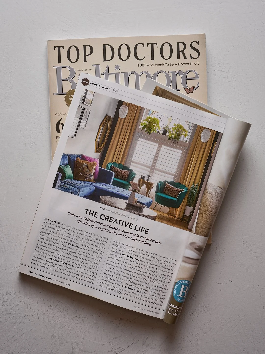 Excited to be featured in the November issue of @baltmag! Had such a great time meeting @valgrrrl and @brianonymous and photographing their beautiful home. It&rsquo;s such a unique space and expression of their personalities, and I can&rsquo;t wait t