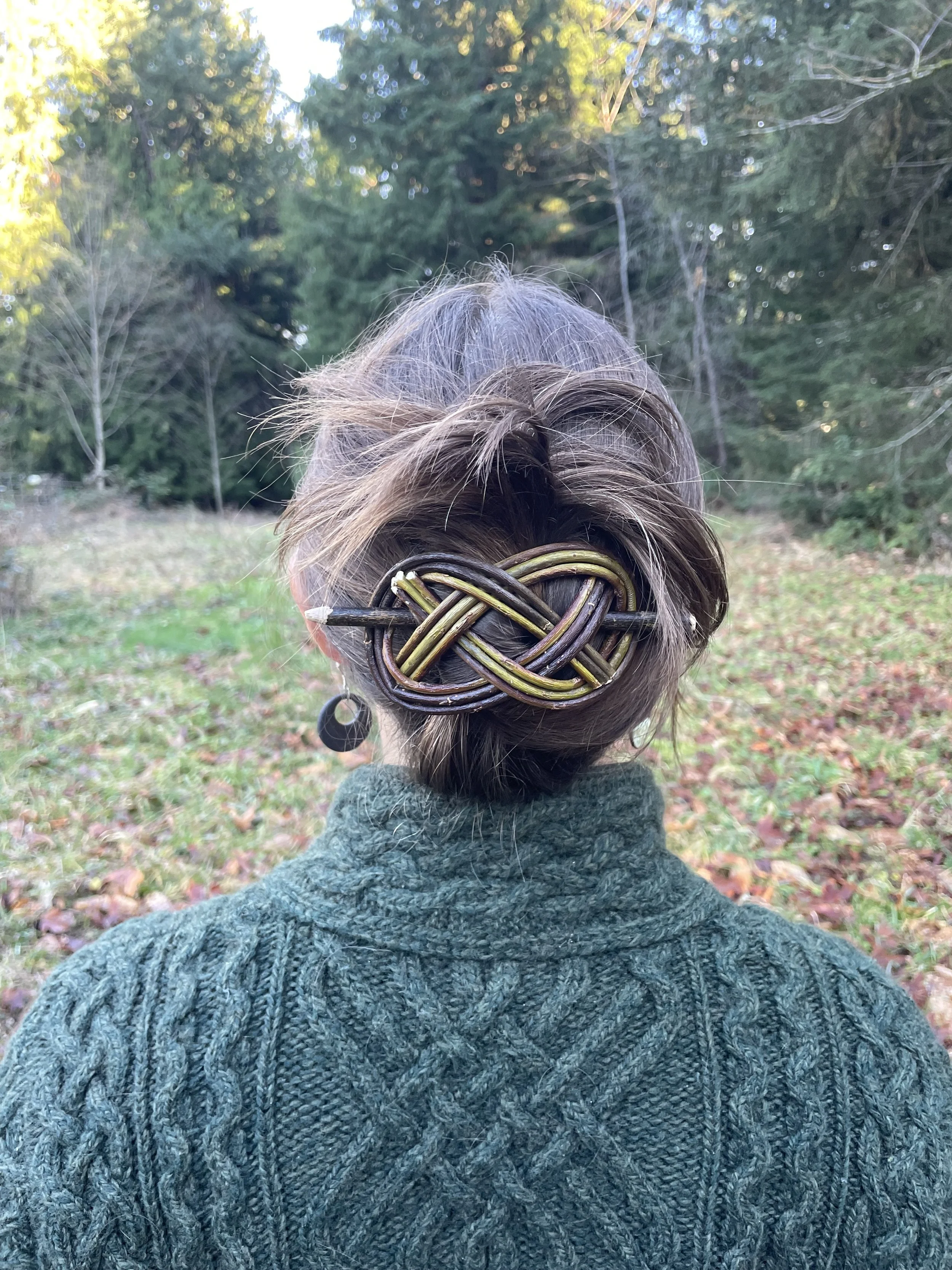 Hair clip using fresh harvested willow. 