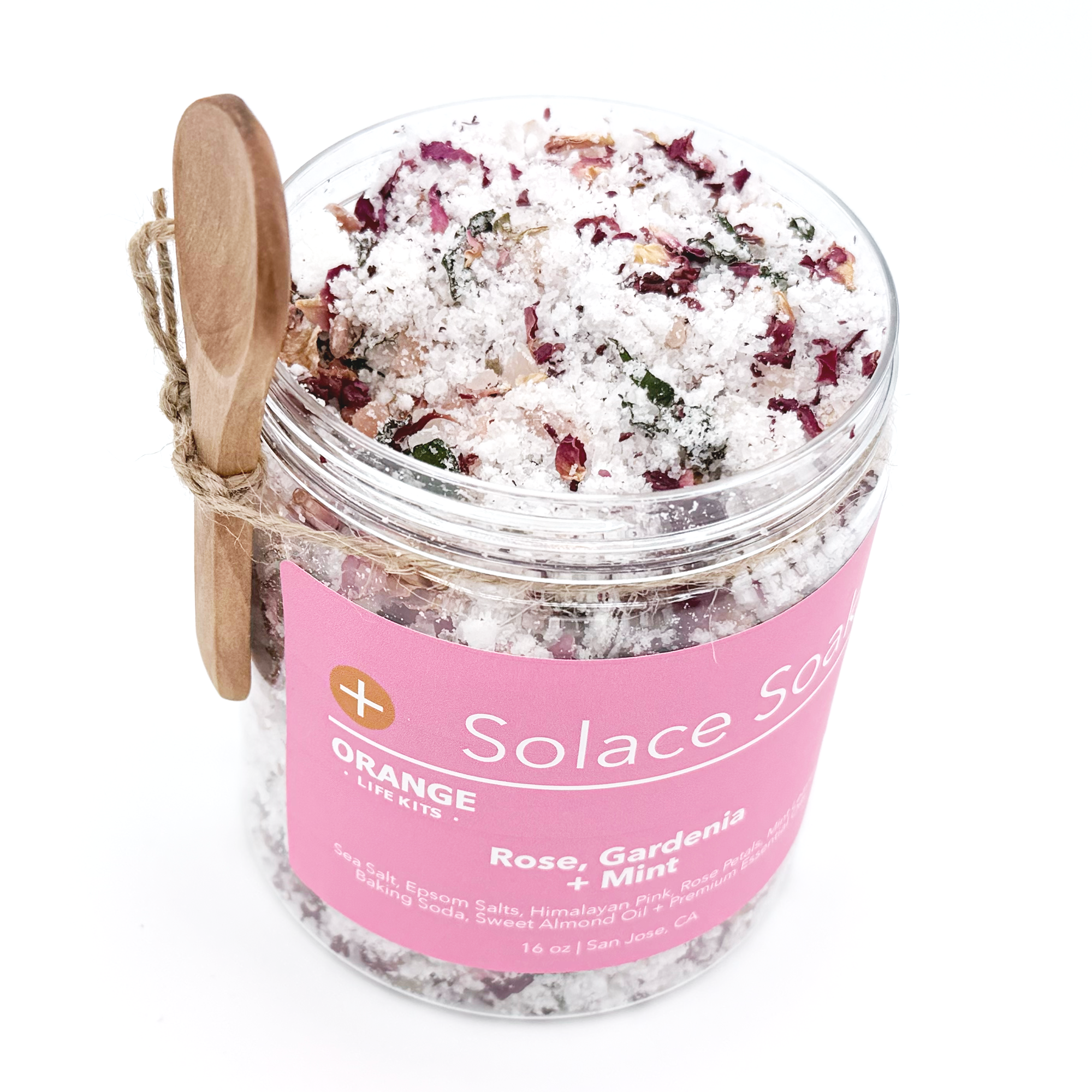 Solace Soak Bath Salts | Rose, Gardenia + Mint | The 'S' Collection | 16 oz