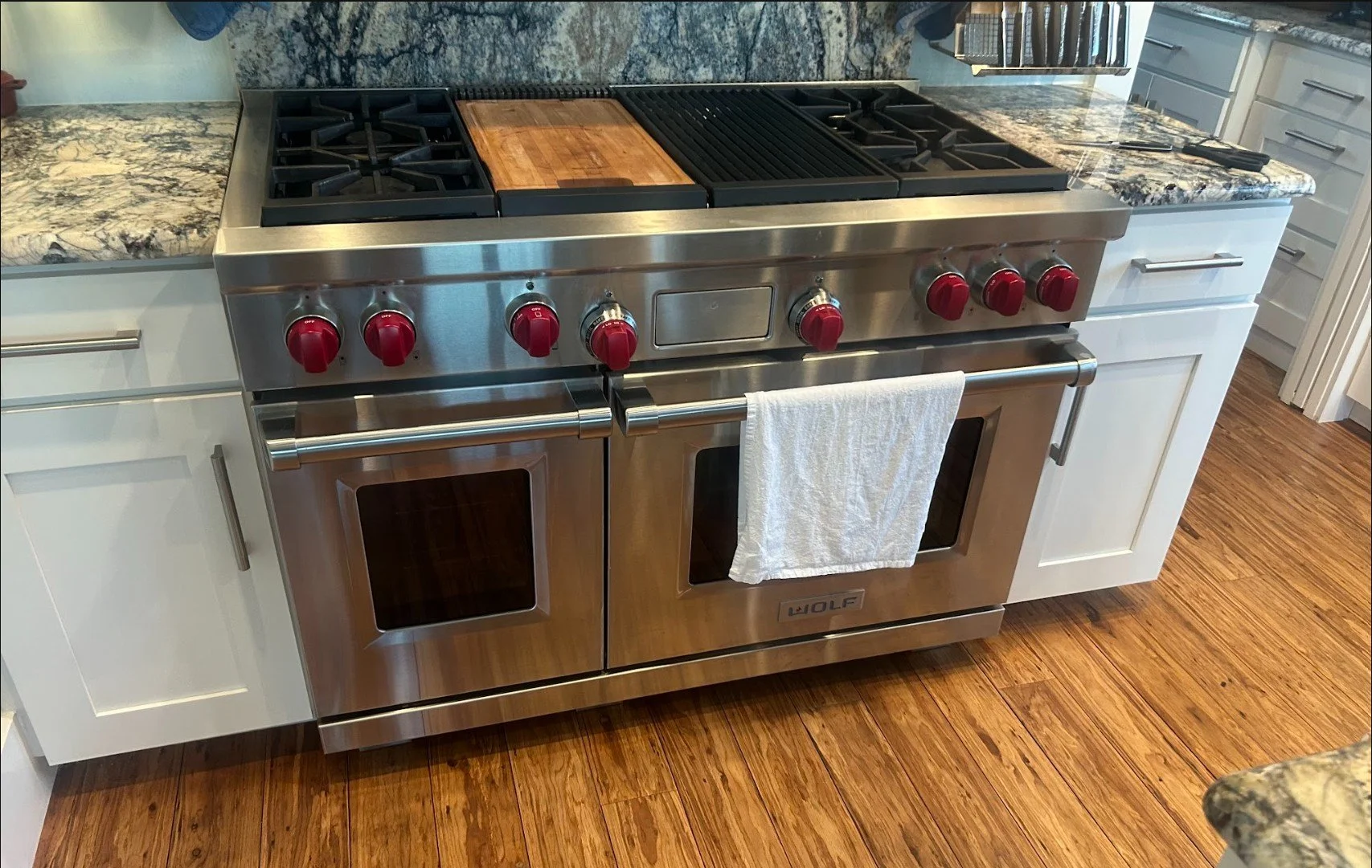 A wolf brand Stove and Oven