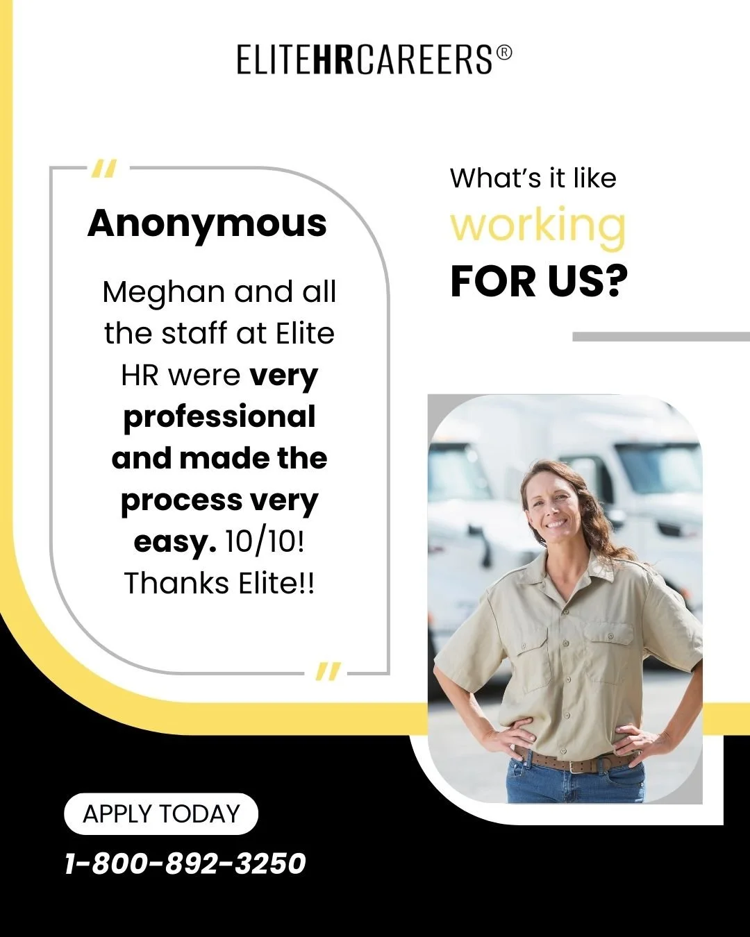 &ldquo;Meghan and the staff at Elite HR were very professional and made the process very easy. 10/10! Thanks Elite!!&rdquo;

We love hearing stories like this, real people, real support, real results.
Thanks for trusting us on your journey.

#success
