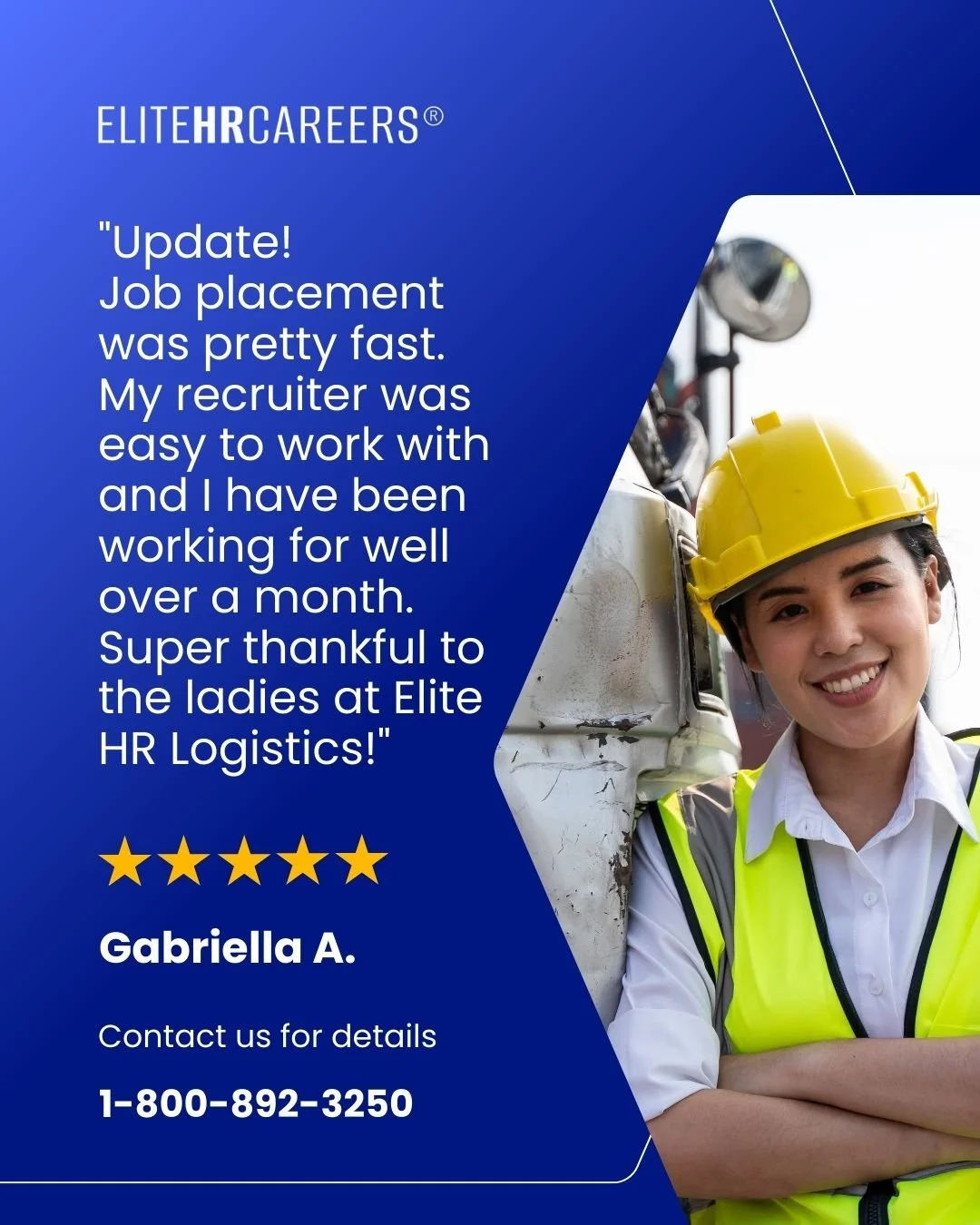&ldquo;Update! Job placement was pretty fast. My recruiter was easy to work with and I&rsquo;ve been working for over a month. Steady income right before the holidays, super thankful!&rdquo;

We&rsquo;re grateful for clients who trust us with their j