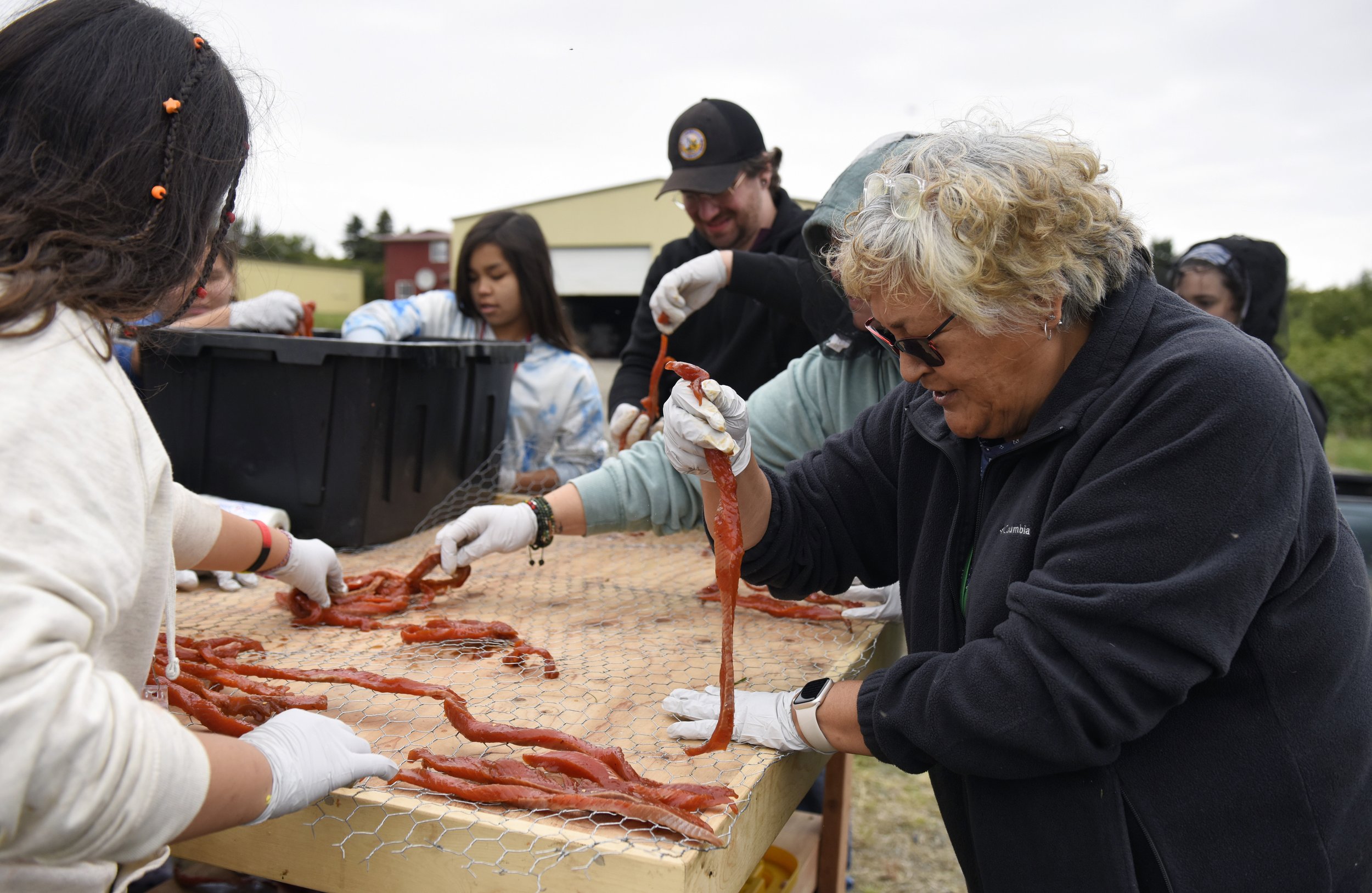 Marlene Nielsen and Youth at Naknek Culture Camp