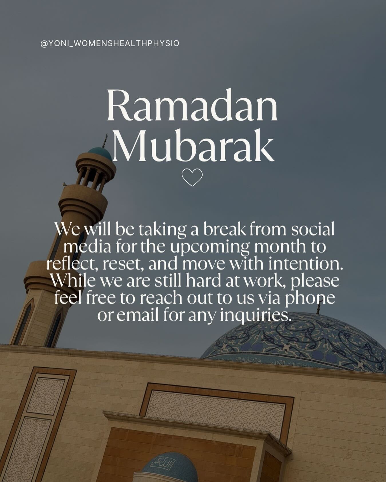 Ramadan Kareem 🌙✨

We&rsquo;ll be taking a social media detox during this sacred month and won&rsquo;t be monitoring DMs or comments.

We&rsquo;re still working as usual and available via phone and email for any enquiries.

Wishing you a peaceful an