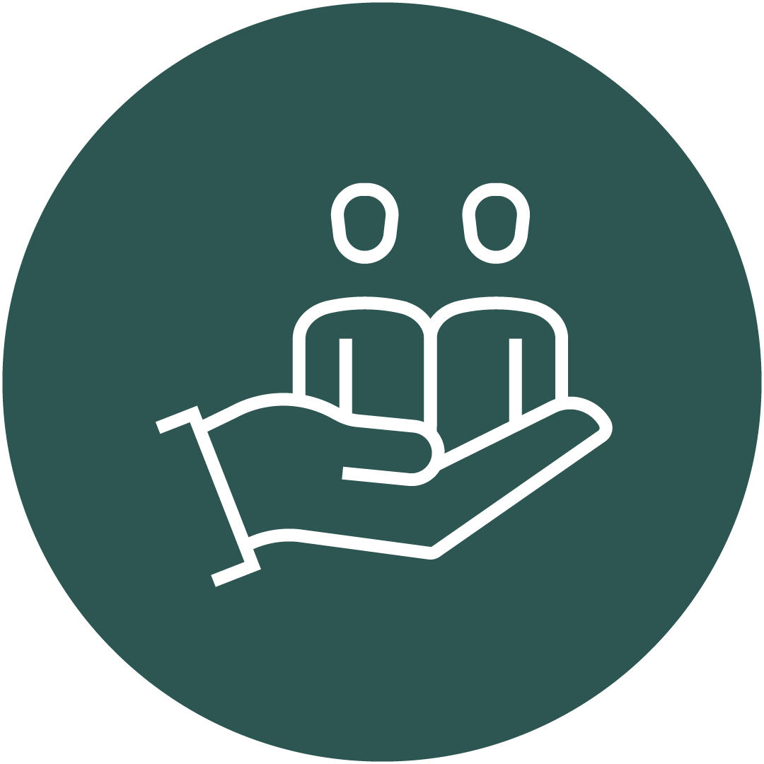 Icon of a hand holding up employees