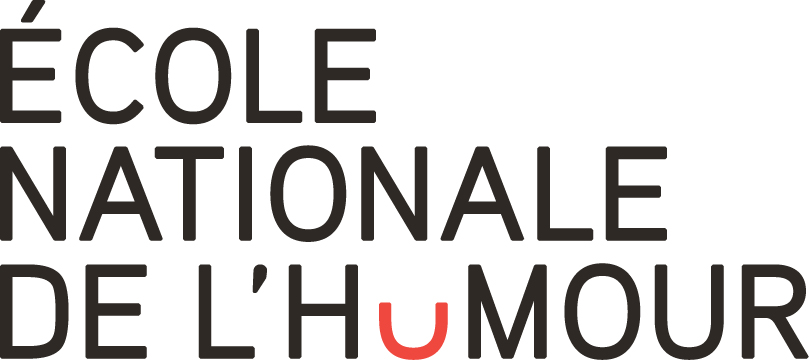 Logo de l'École Nationale de l'Humour écrit en lettres noires, avec un U rouge