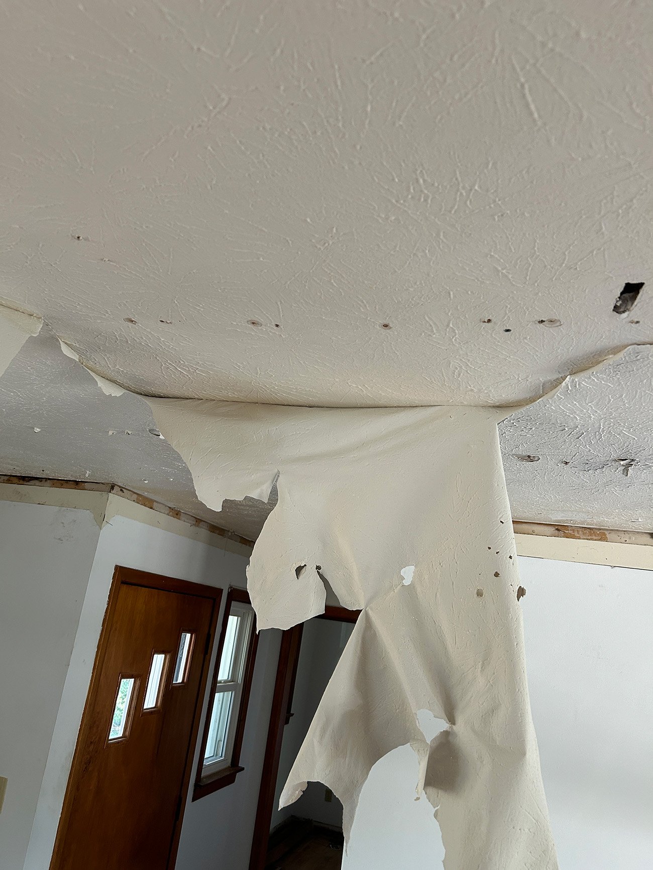 Removing paint from the remaining ceiling