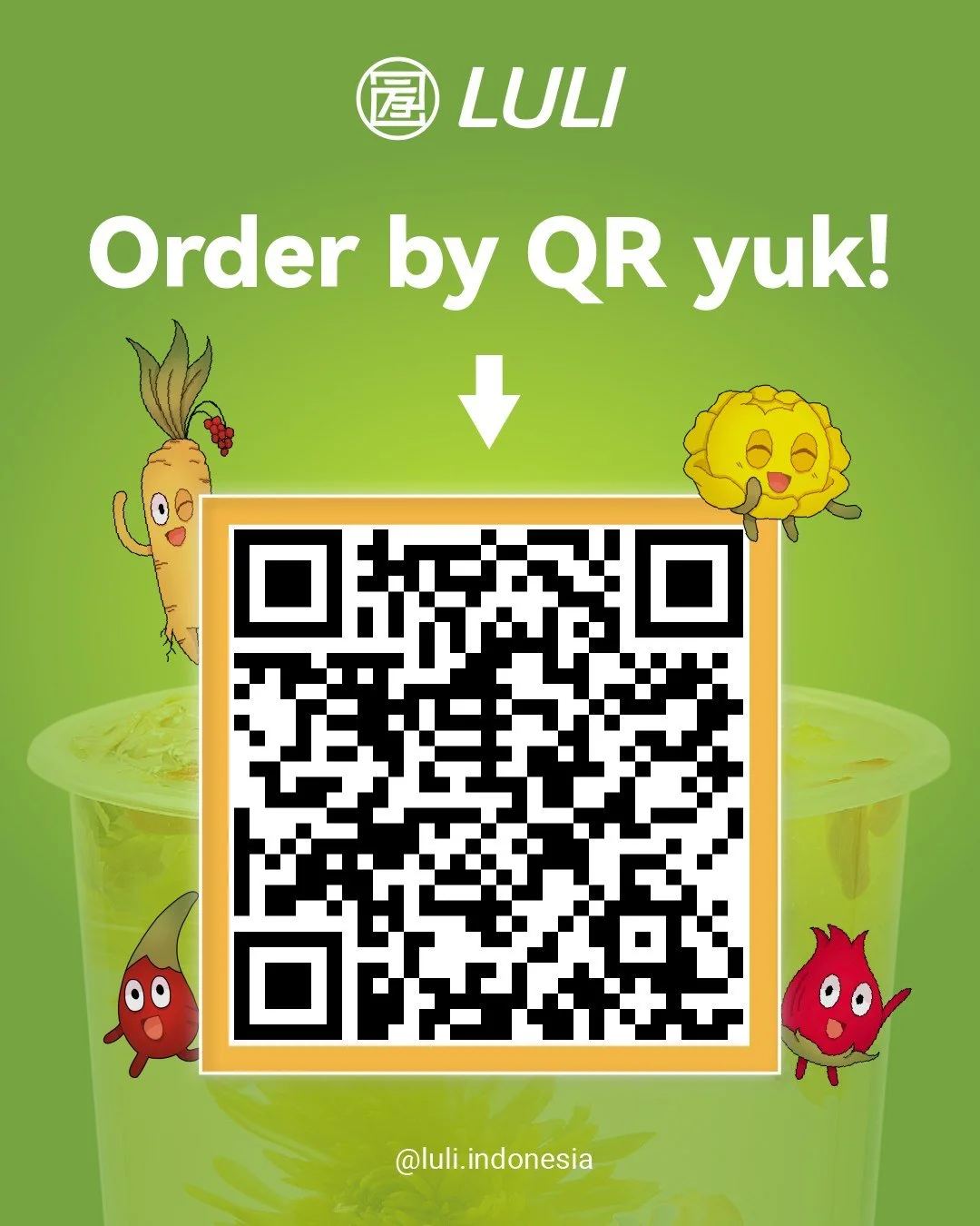 Just scan, and your Luli drink is on the way. 

Sekarang order Luli jadi lebih praktis. Cukup scan QR, pilih menu favoritmu, lalu tentukan cara ambilnya, self pick up atau atur pickup lewat layanan delivery online favoritmu.

Simple, fast, and ready 