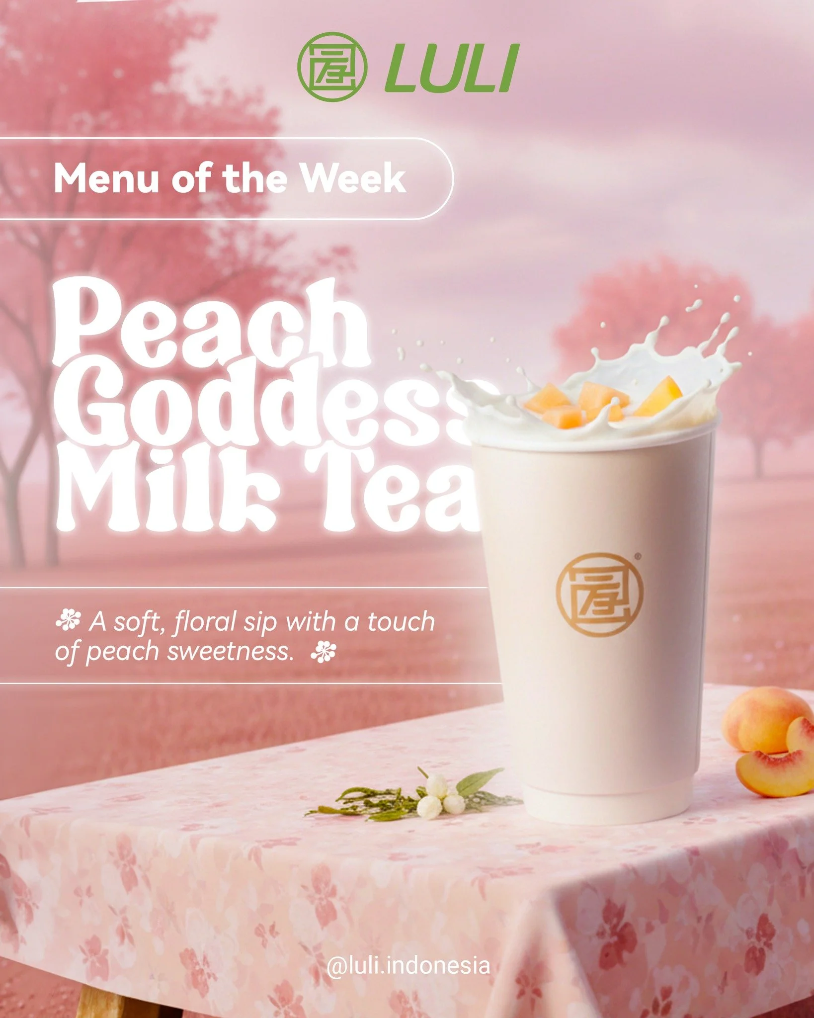 Menu of the Week!!!
Our Peach Goddess Milk Tea🌸

Minuman yang nggak cuma enak, tapi juga terasa refreshing dan effortlessly pretty. Perfect buat kamu yang lagi cari sesuatu yang ringan, floral, dan sedikit manis. ✨

Kalau kamu, tim milk tea floral a