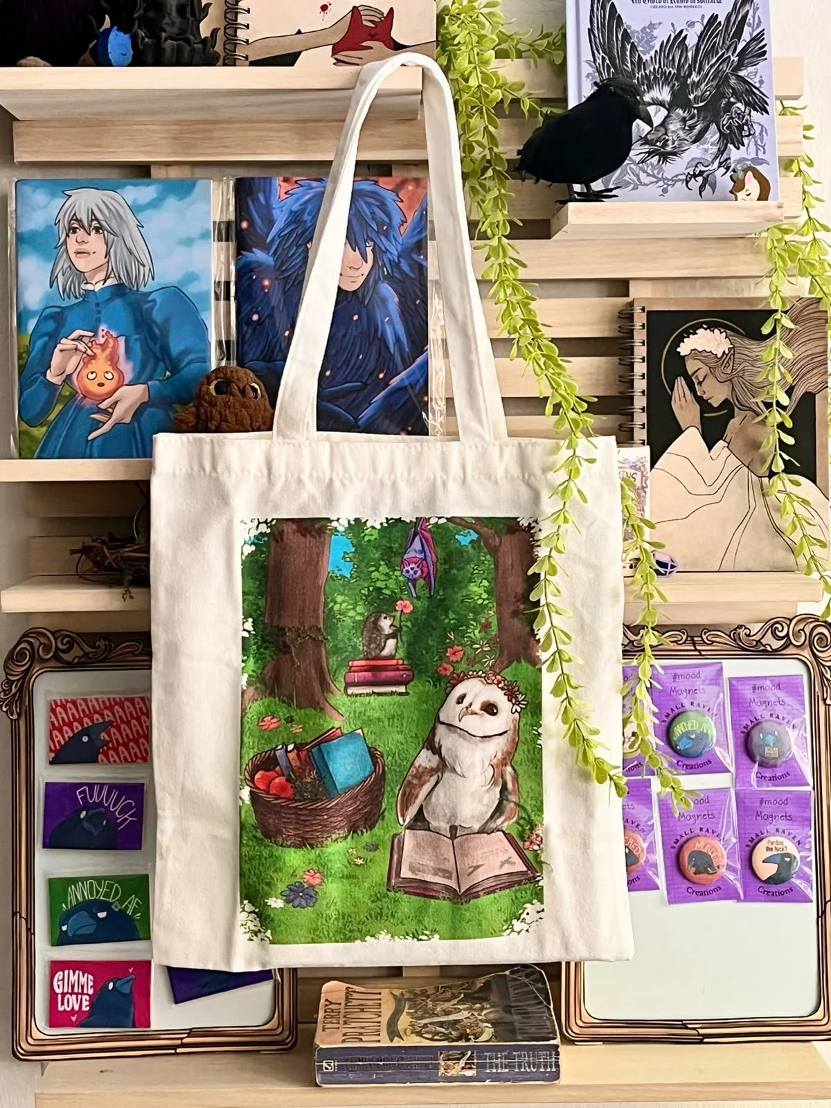 Tote bag small raven owl full.jpeg