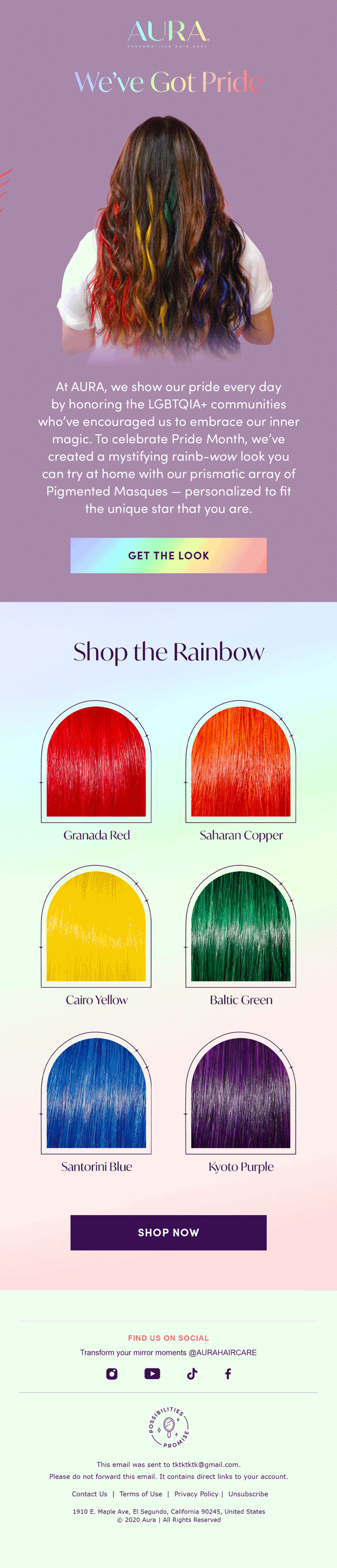 Pride month email for hair care brand copy by Jodie Maxx