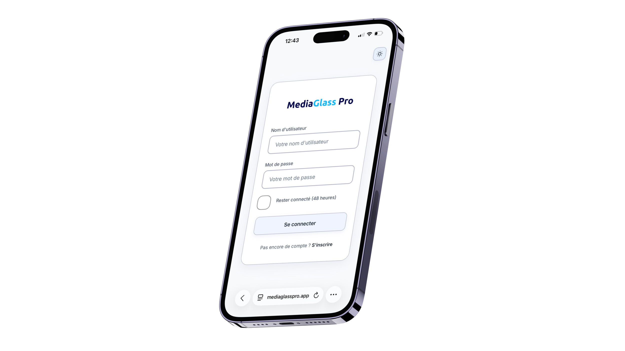 Interface du CRM MediaGlass Pro affichant un tableau de bord de gestion des leads, des notifications en temps réel, le suivi des clients, le partage de documents et les emails automatisés