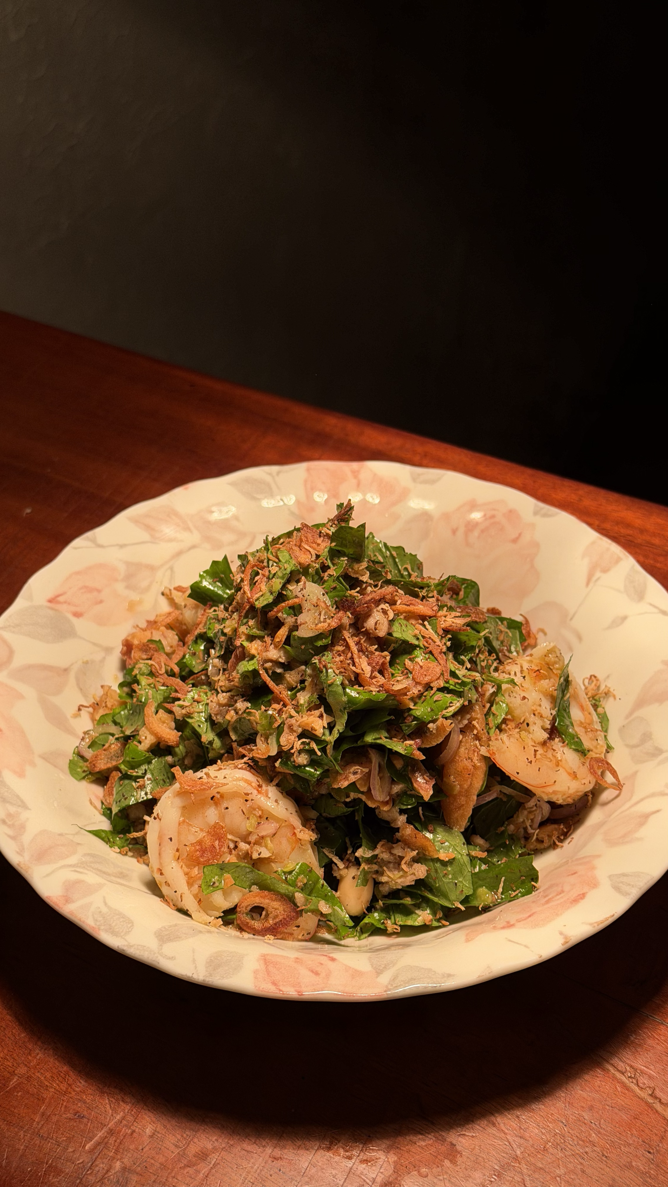 ยำใบบัวบกหมูสับกุ้งมะพร้าวคั่ว | Centella Leaf Salad with Coconut Cream, Minced Pork, Peanut, and Shrimp 🌶️ 🌶️ 380.-