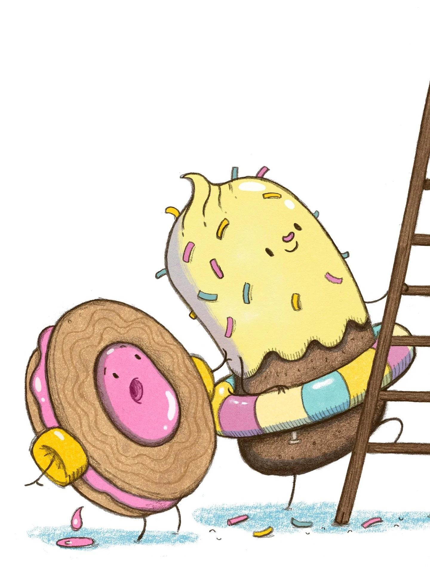 I was reminded of how much I enjoy drawing cookies and cakes. 🍪🧁 This is a new version of an old painting of mine. 
#kidlit #cookiesncream #kidlitillustration #kidlitartist