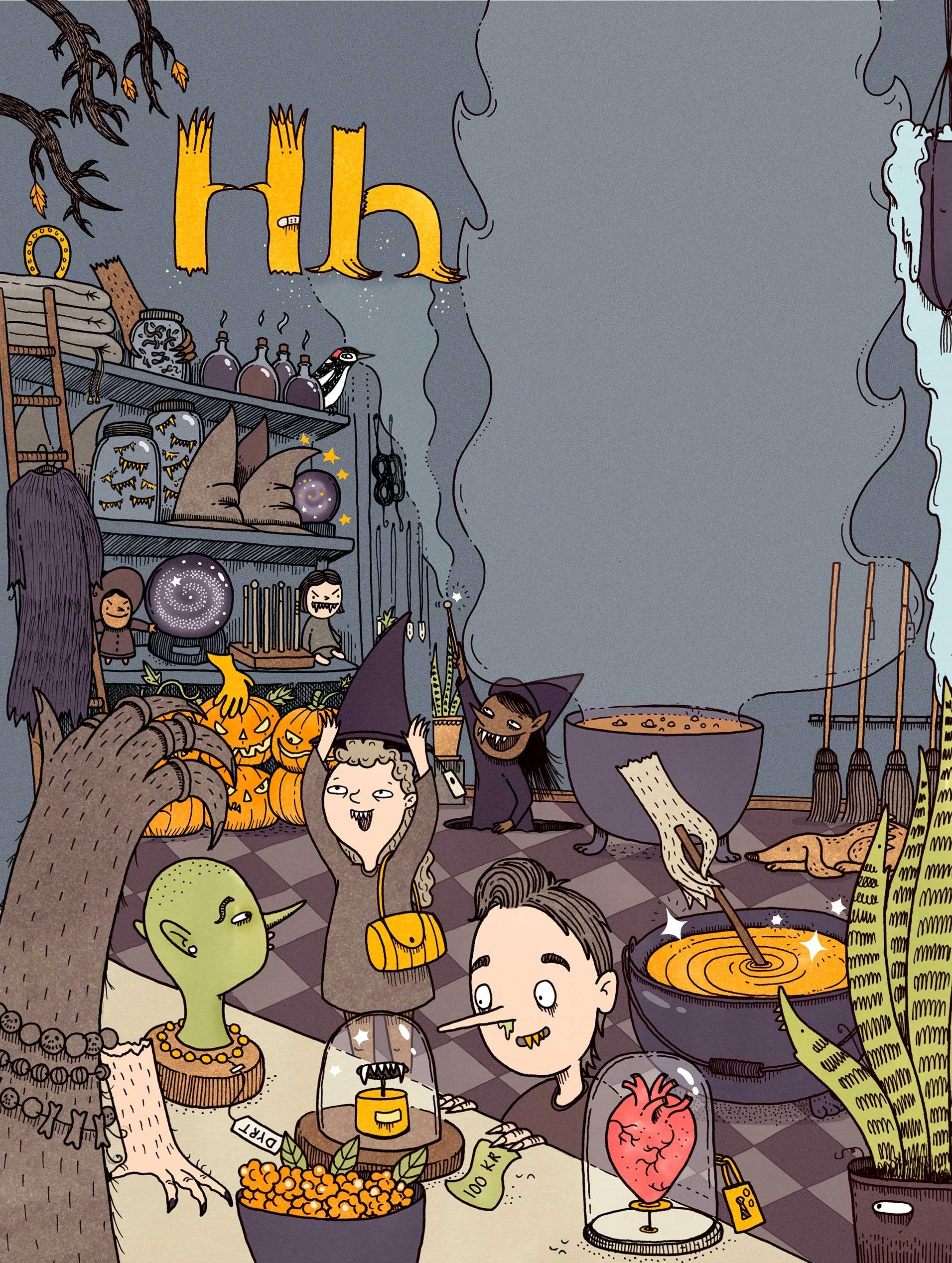 The Witch's Halloween Shop. H is for "Häxa" (Witch in Swedish).