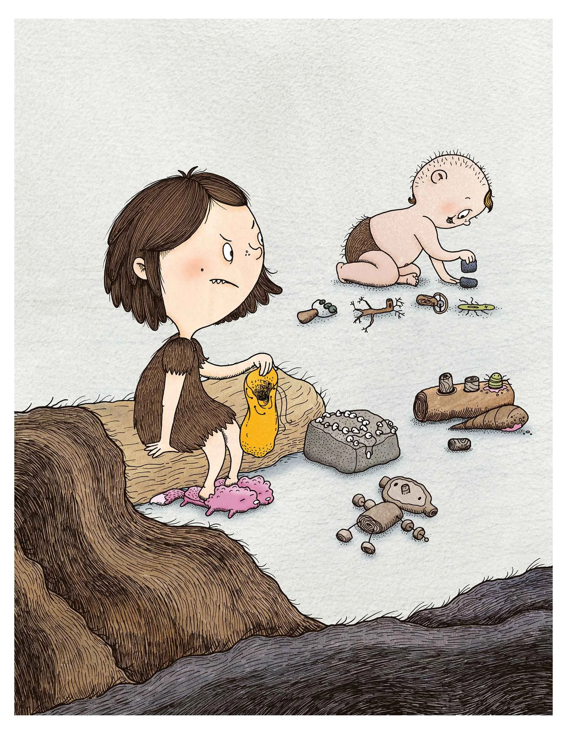 Stone age kids illustration