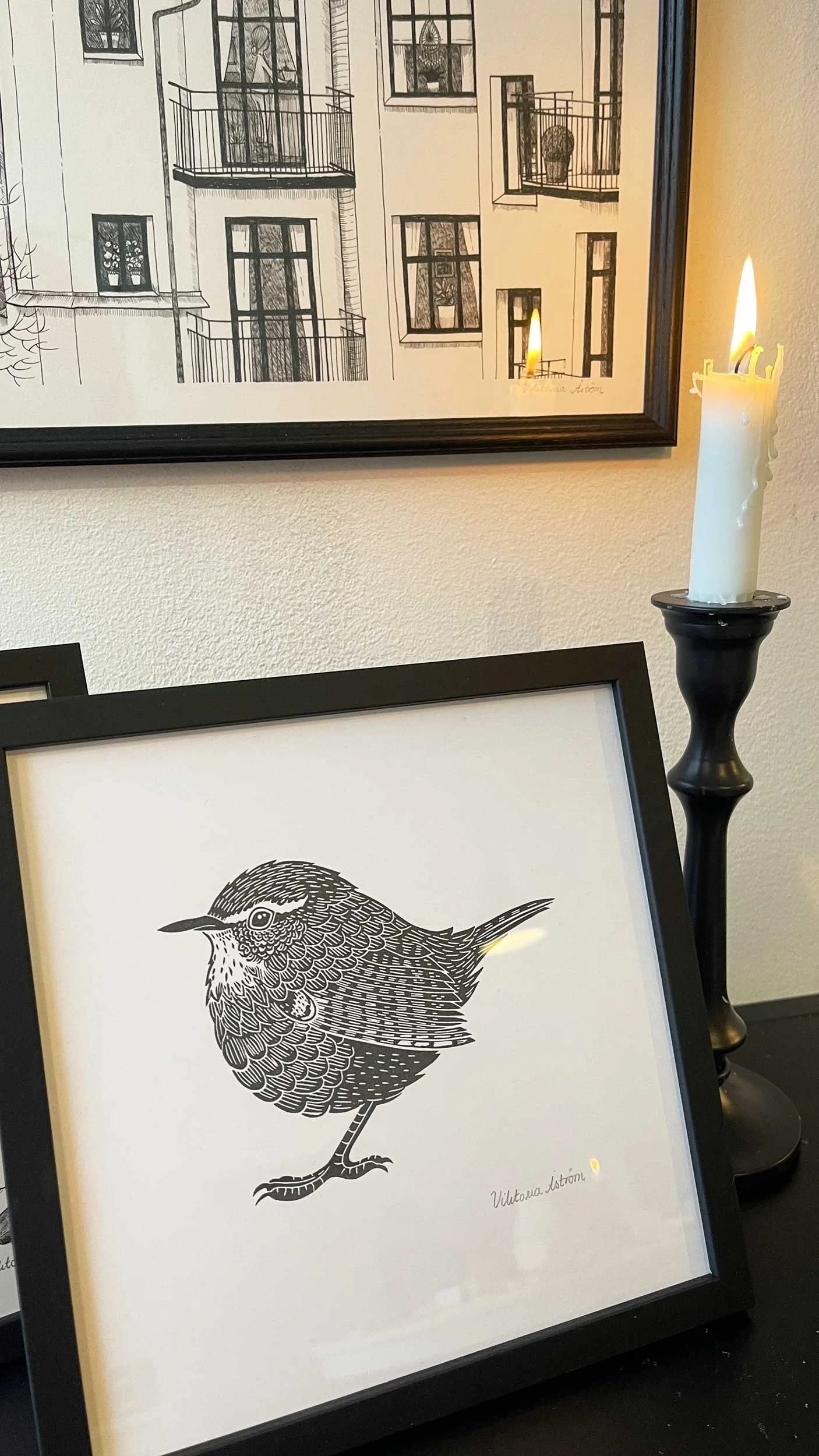 My hand printed wren