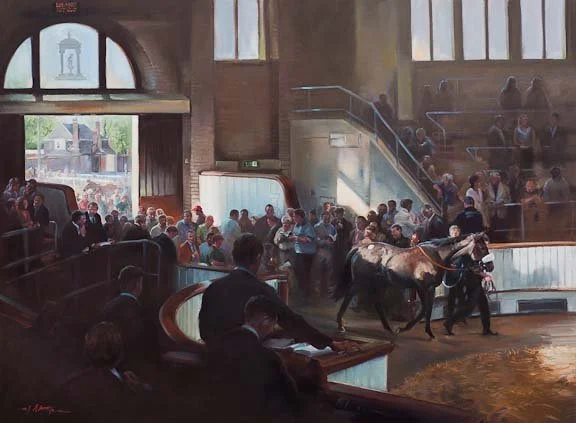 An equine art gallery with prints by Jacqueline Stanhope of the Tattersalls Horse Sales in Newmarket, including the October Yearling Sales each Autumn and the famous December Mares and Foals Sales.