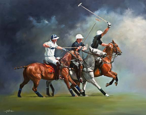 A gallery of polo art prints and paintings by Jacqueline Stanhope. Scenes of polo matches from Guards Polo Club and Cowdray Park. Action images of Polo matches, players and ponies.