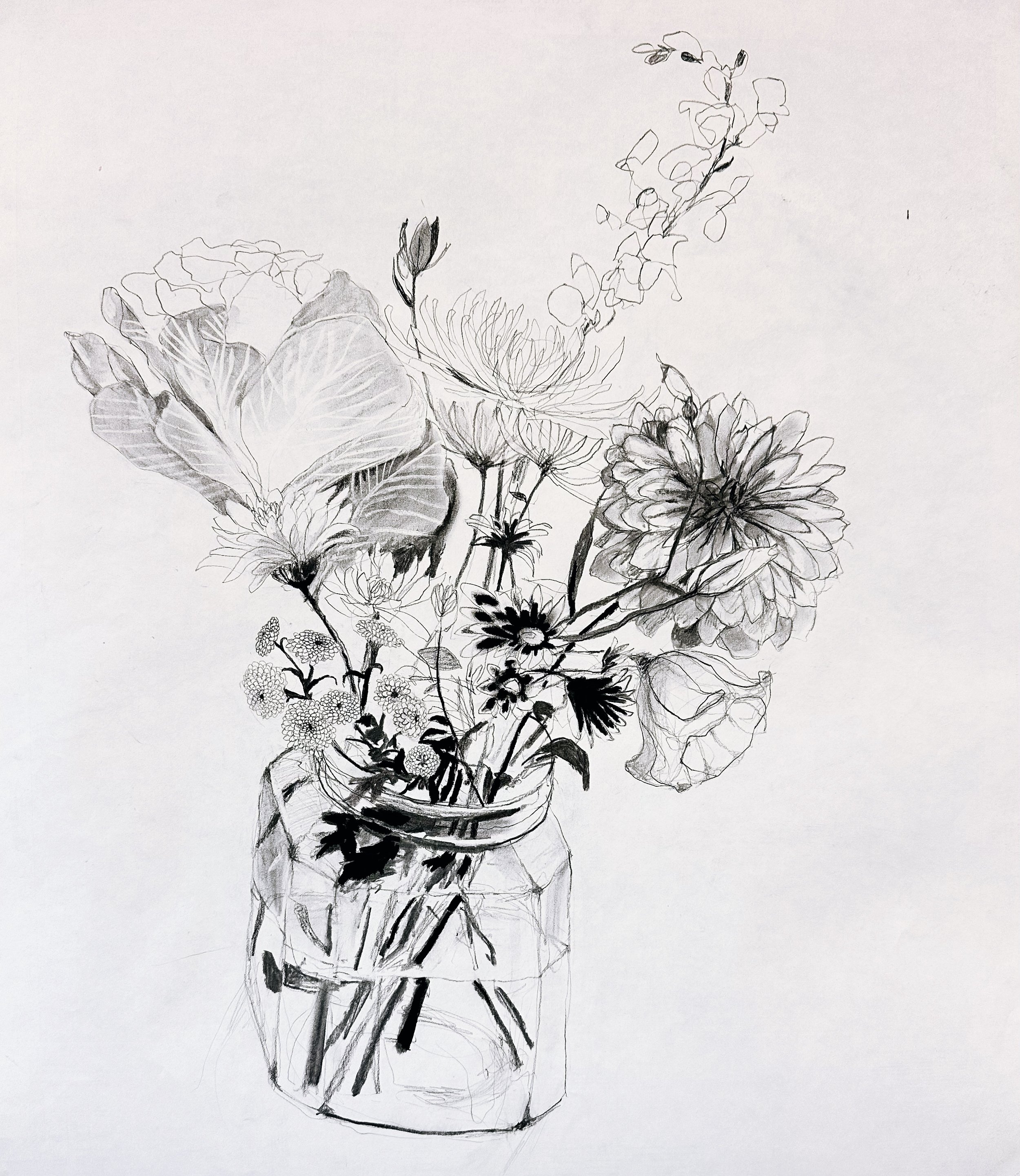 charcoal flowers