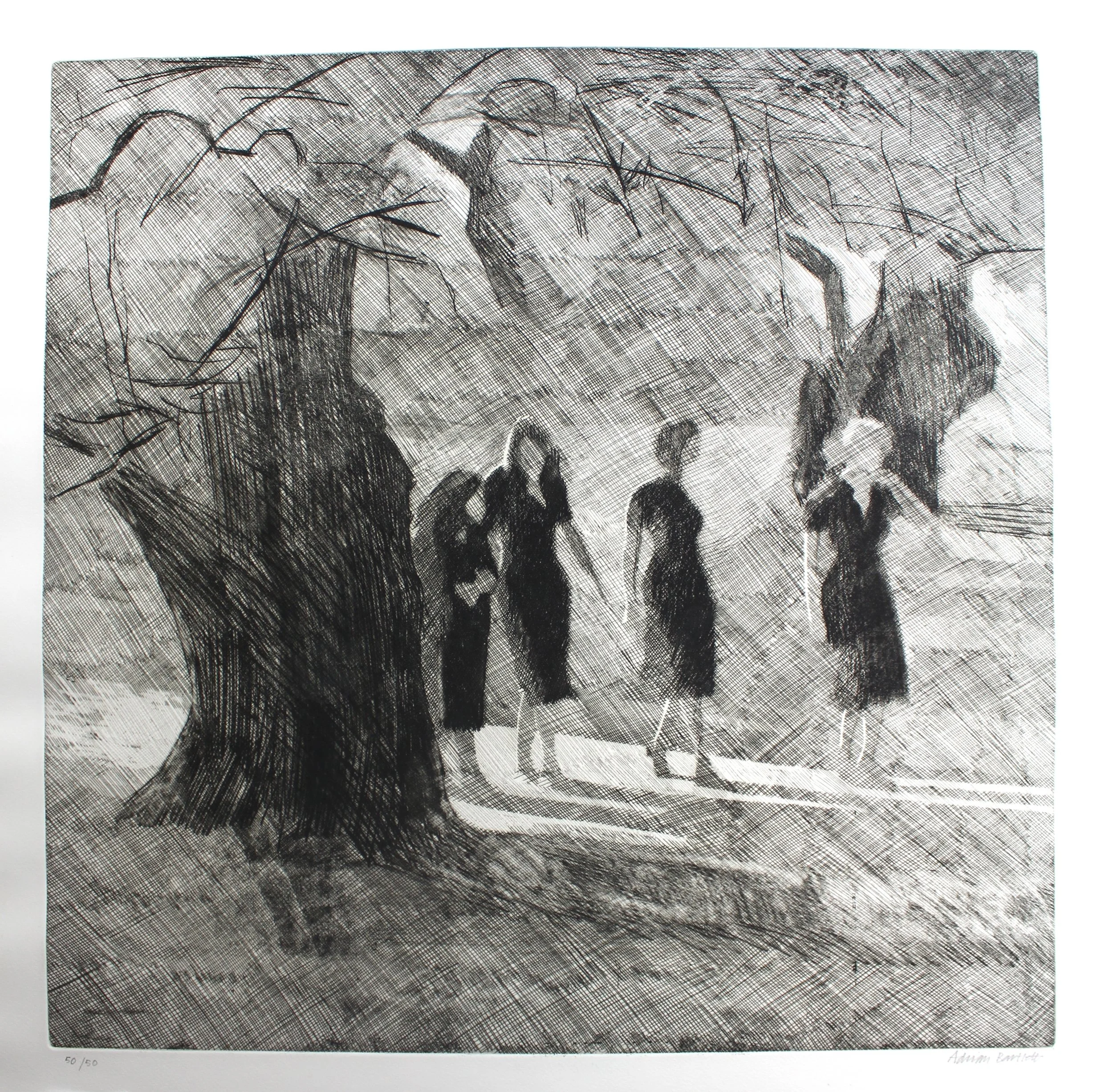 Morning Walk -1983 - Etching - 60 x 60 cm