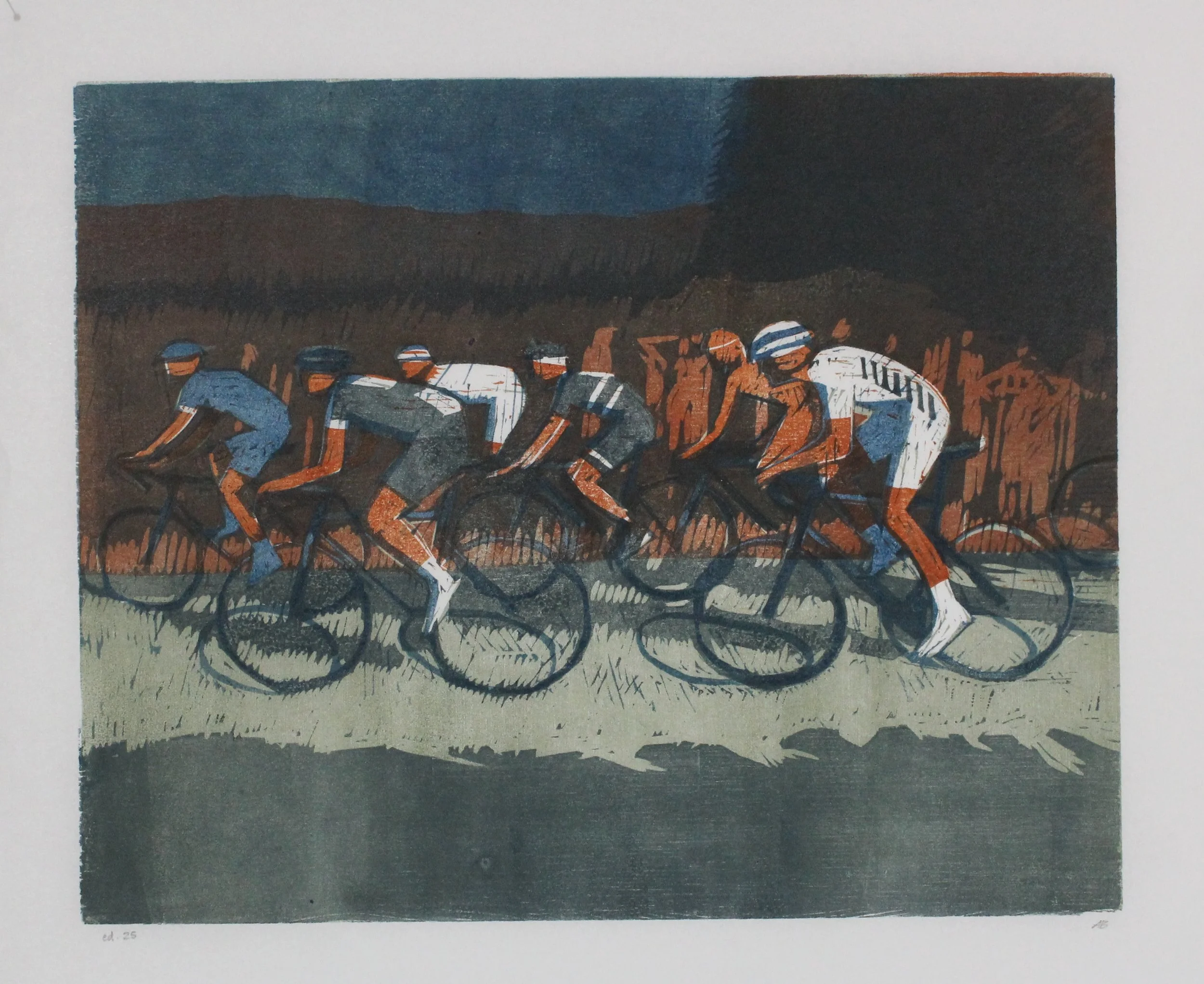 Peloton - 2013 - Woodcut - 29 x 40 cm