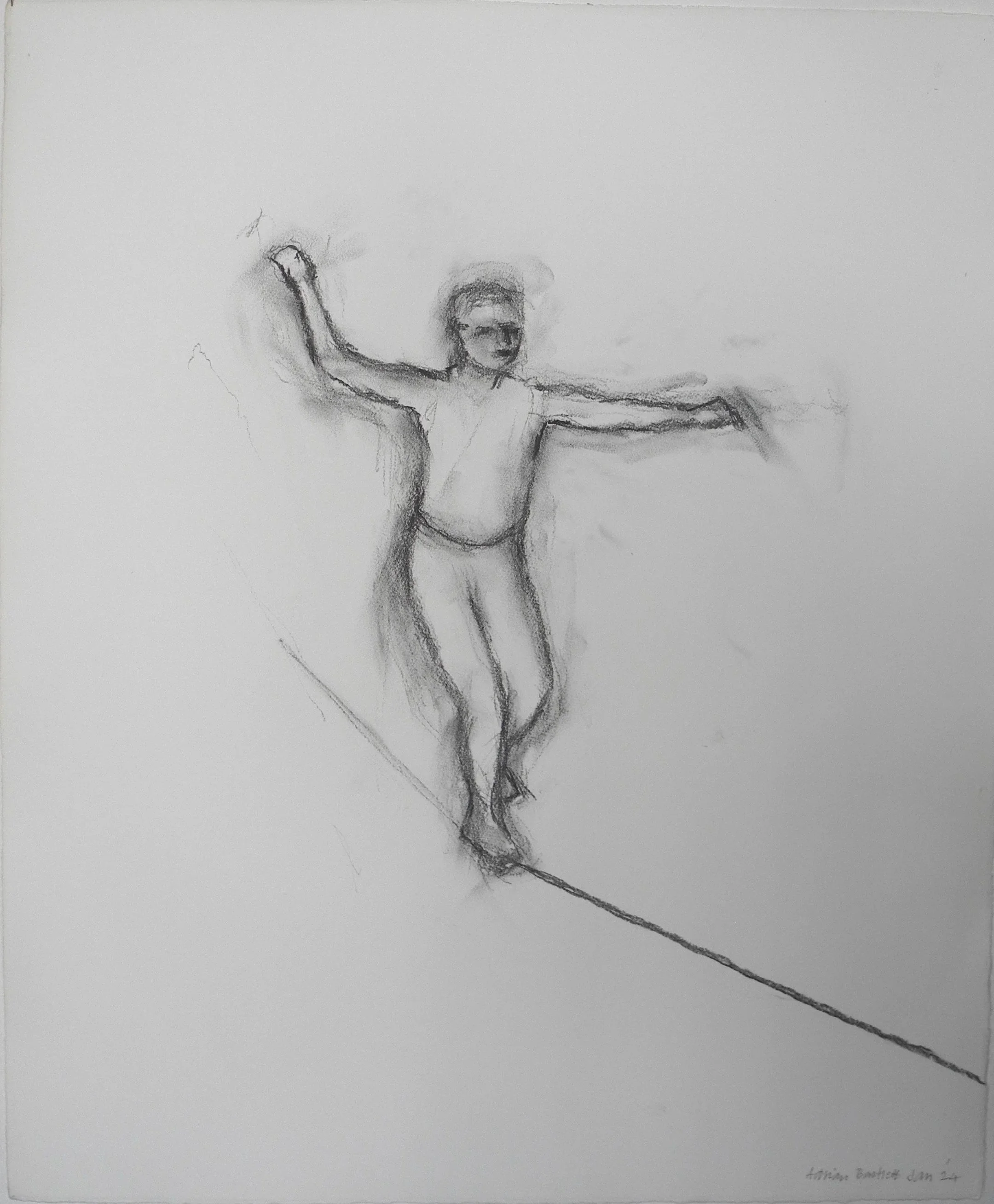 Tightrope - 2024 - Charcoal on paper - 62 x 51 cm