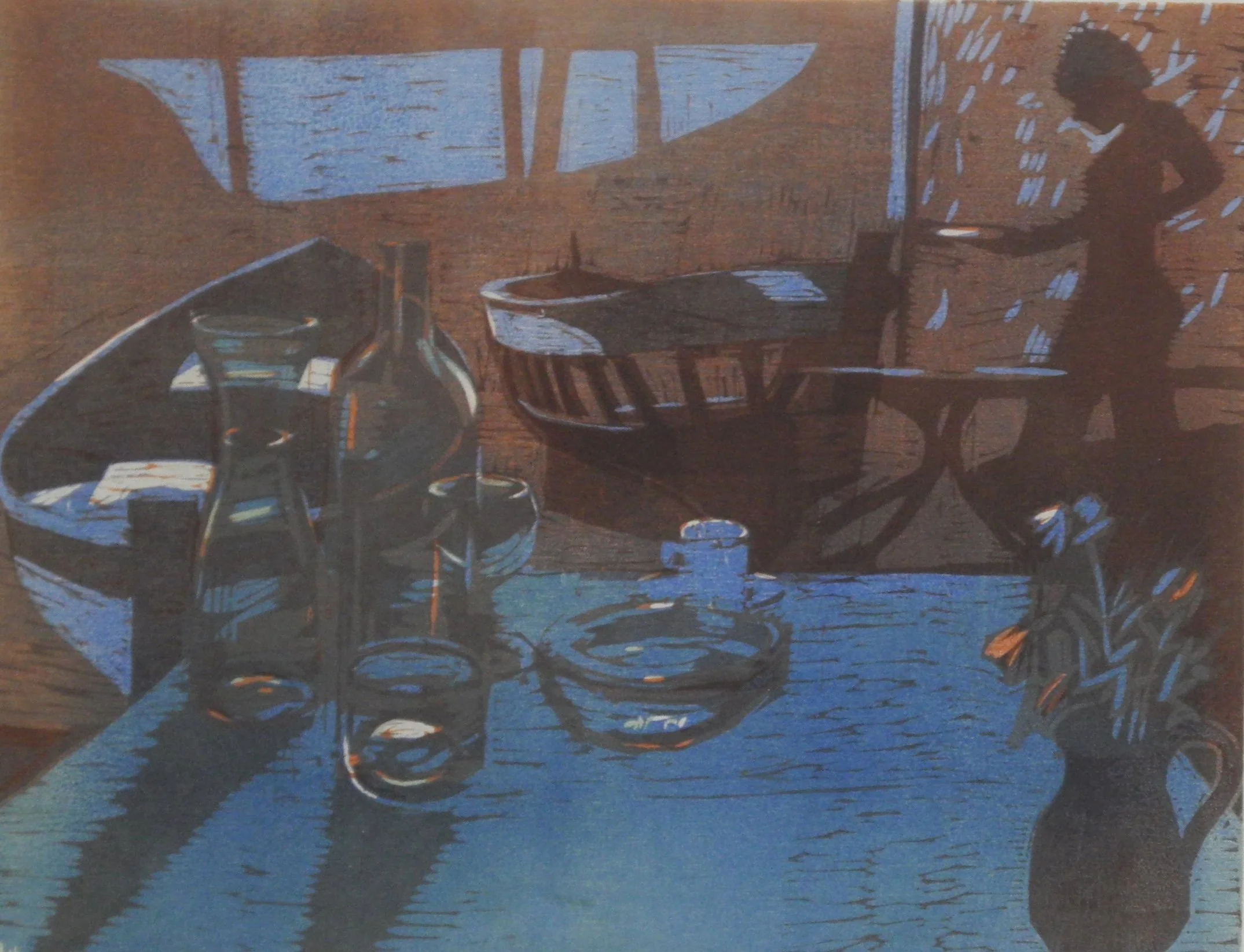 Boatyard Café - 2009 - Woodcut - 28 x 36 cm