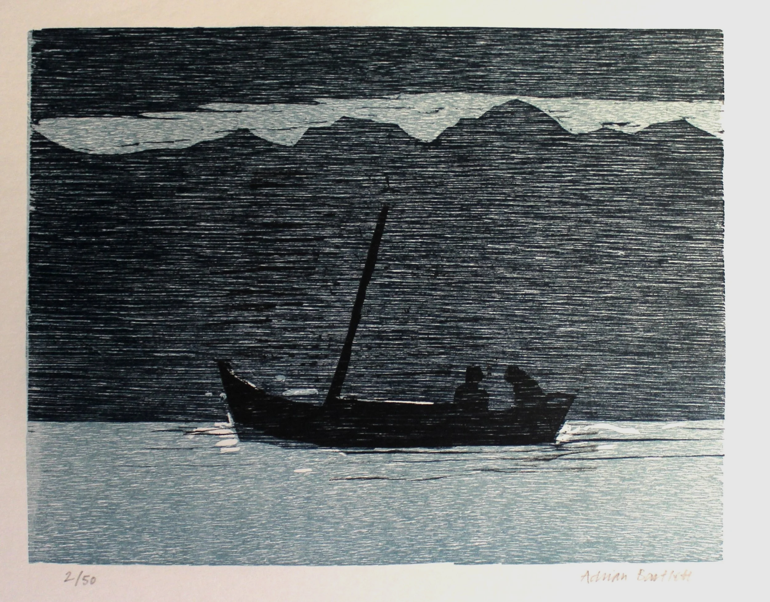 Night Fishing - 2002 - Woodcut - 23 x 30 cm
