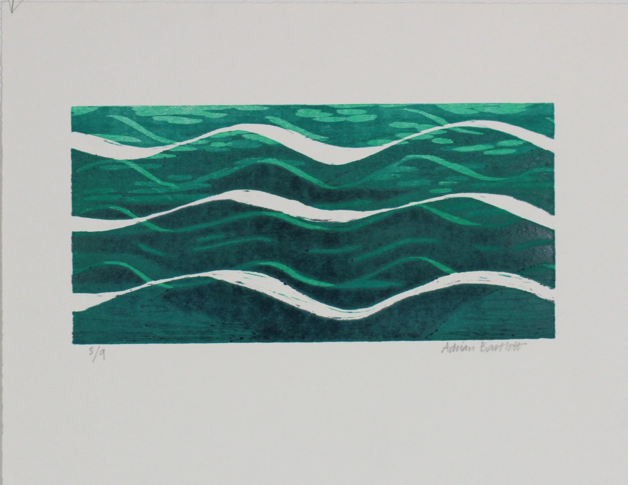 Green Tide - 2023 - Woodcut - 14 x 28 cm
