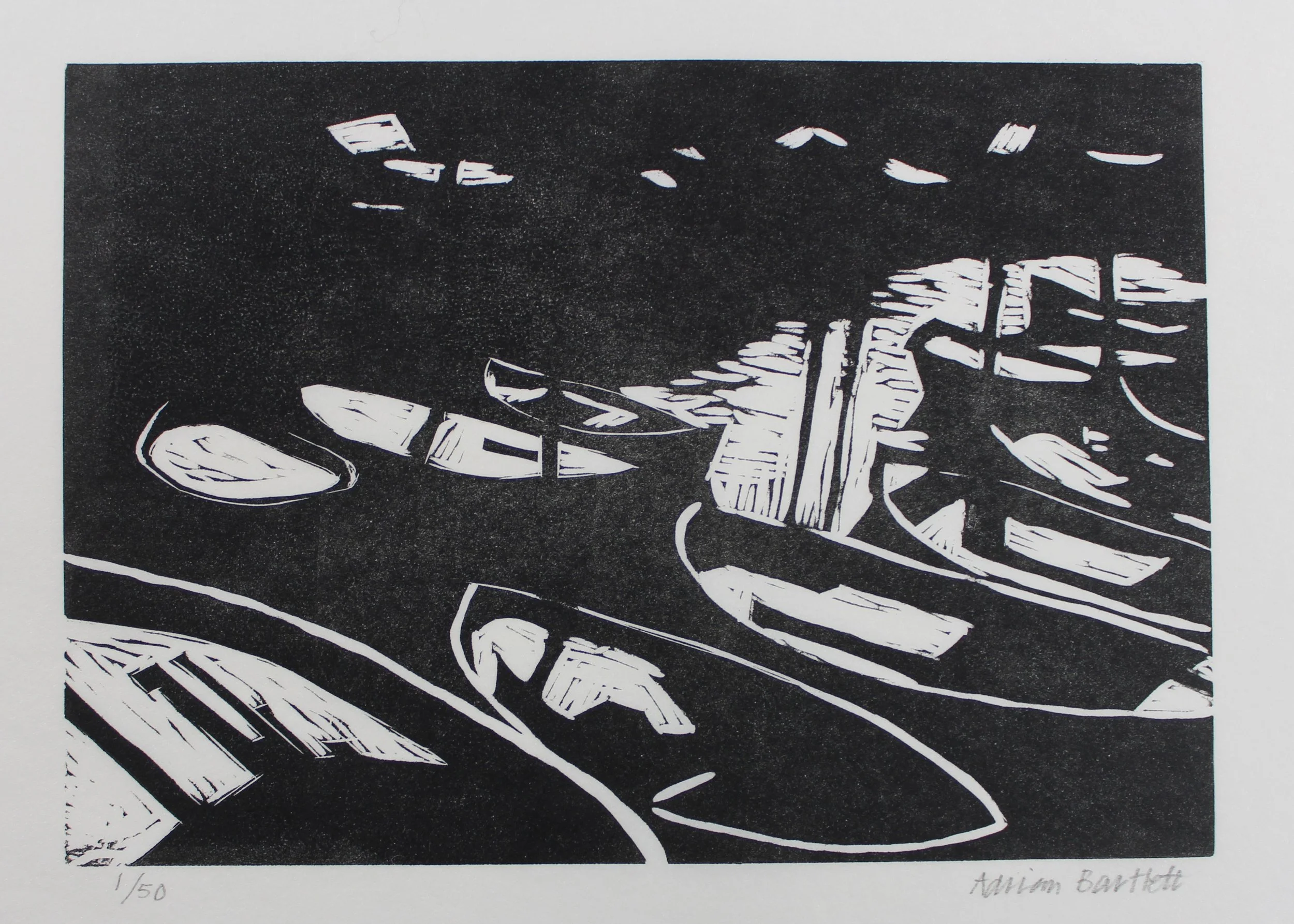 Harbour, Nice - 2004 - Linocut - 21 x 30 cm