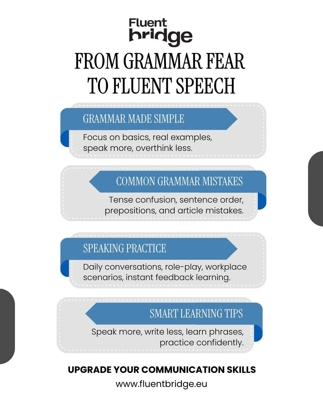 Stop overthinking grammar. Start speaking with confidence. That&rsquo;s how fluency really happens.
🔗 Upgrade your communication skills

#FluentSpeech #ConfidenceAtWork #CommunicationTraining #FluentBridge