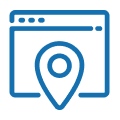 Icon of a web browser window with a location pin inside it