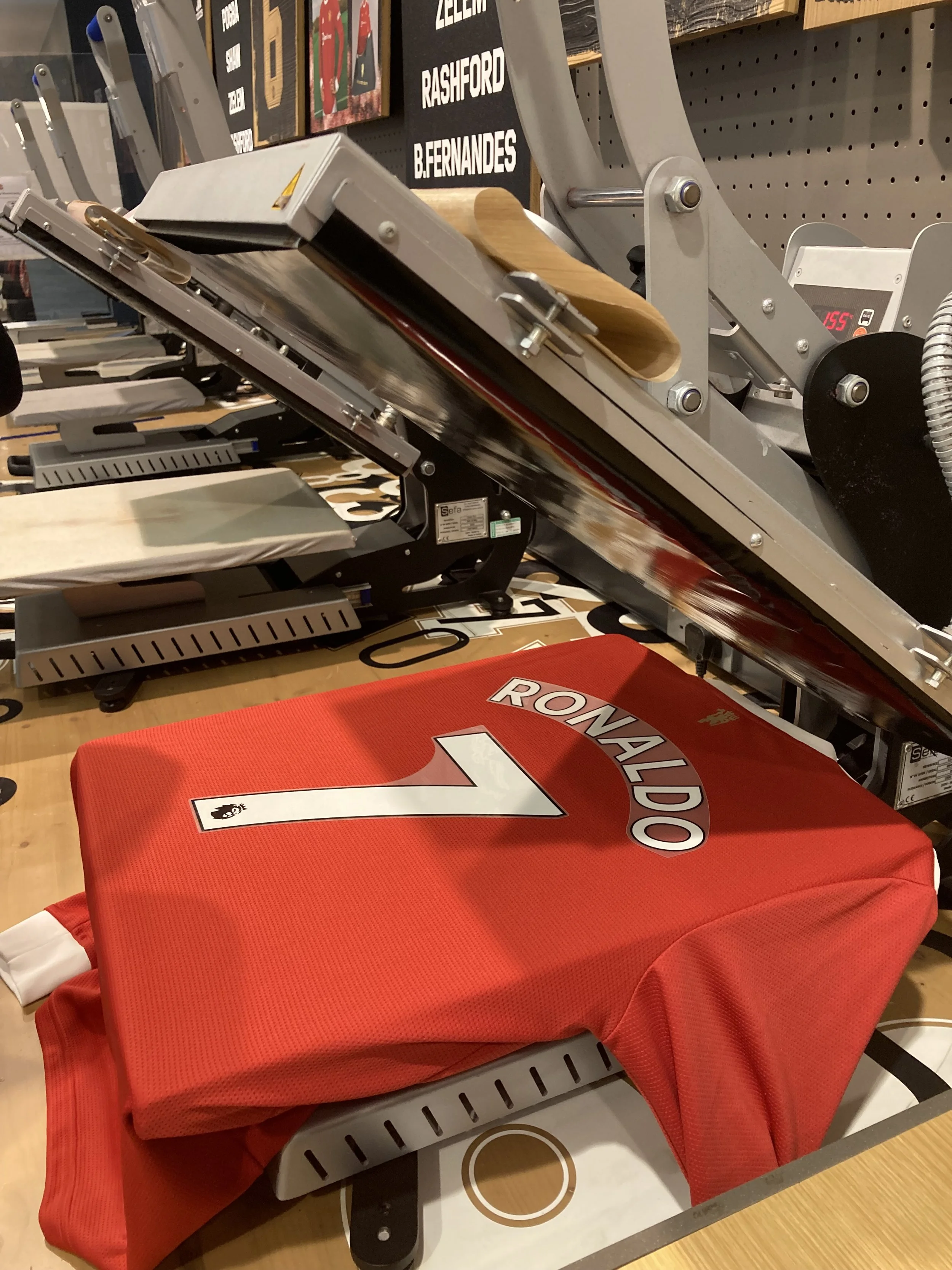 Shirt being printed with Ronaldo on the back and number 7