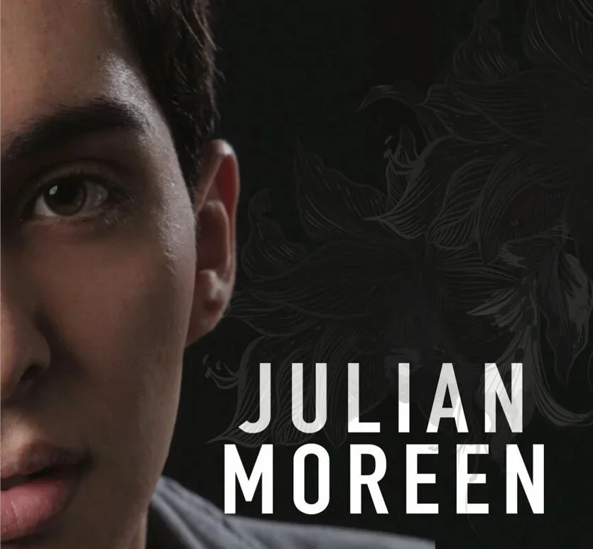 Album Cover of self-titled EP from 2019 of independent jazz-pop singer-songwriter Julian Moreen from Germany with an international group of musicians from the United States, Malaysia, Poland, Japan, Austria, Germany and Greece.