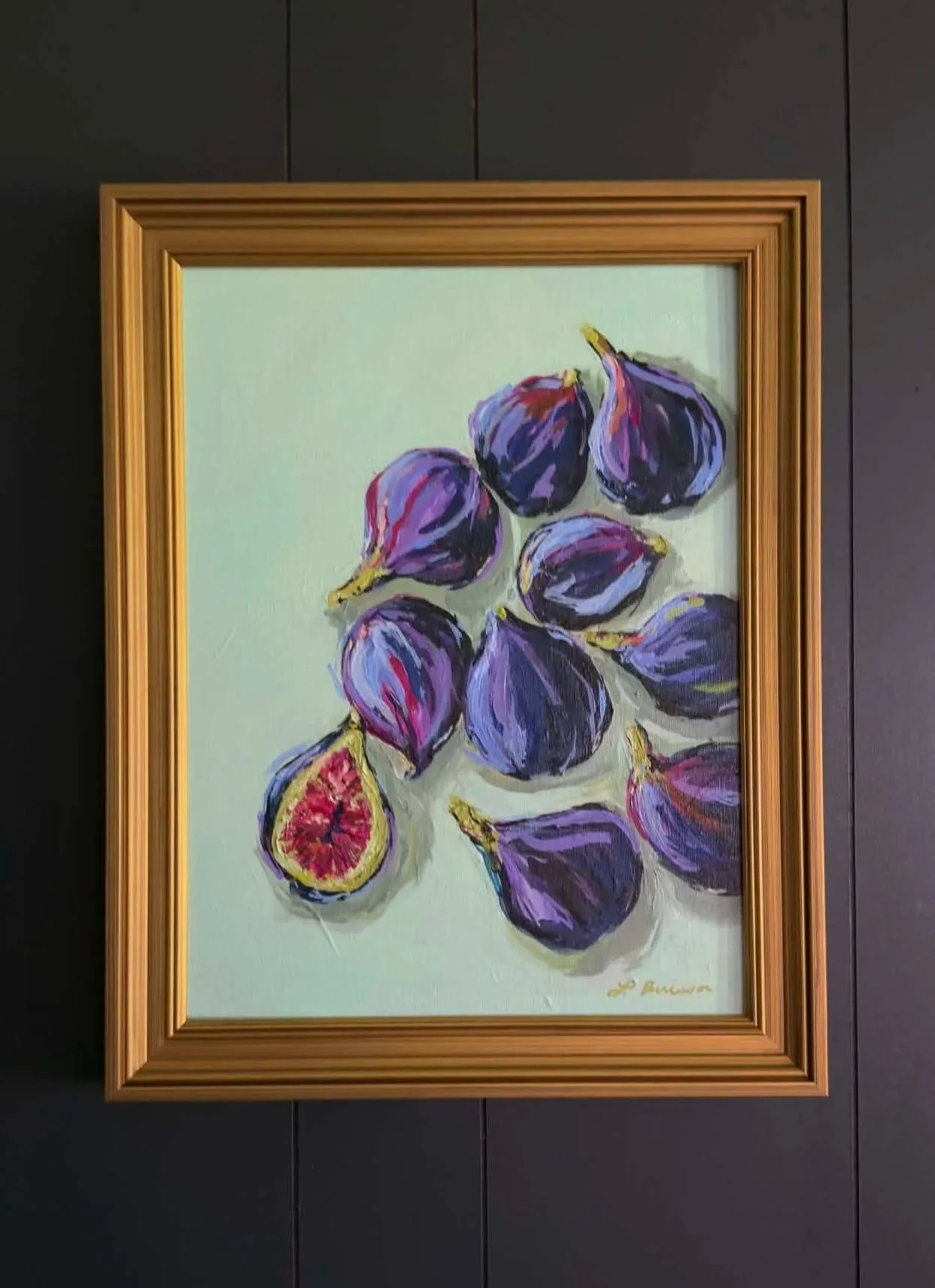 "Fig Harvest," 2026 | 12x16 Acrylic on Canvas Board, Framed | Available at Revival Art House