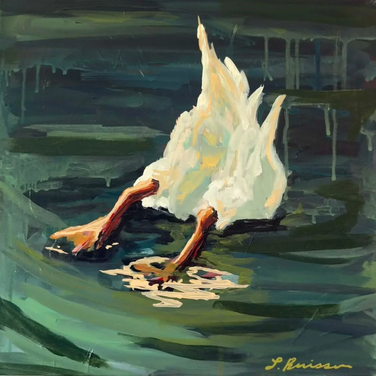 "Bottoms Up" 2026 | 16x16 Acrylic on Canvas | SOLD