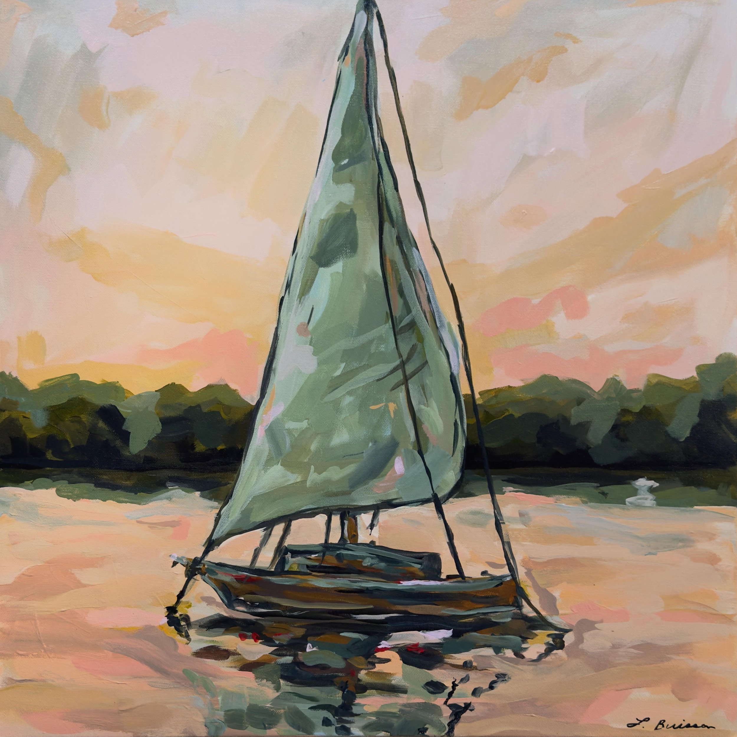 These two pink skied boat scenes are available at @thesoutherncurator 🩷