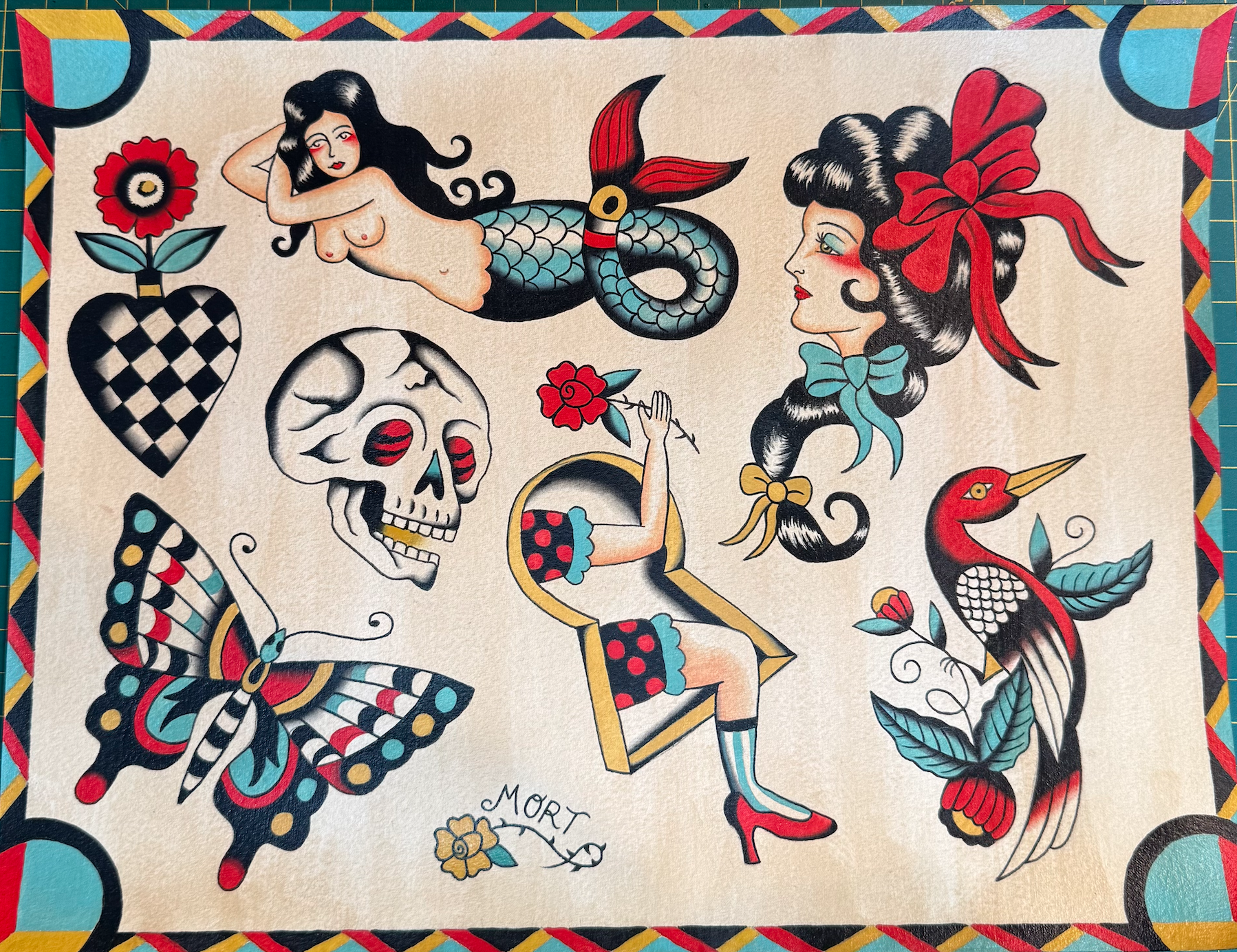 HANDPAINTED FLASH BY Nicole Mort Green River Tattoo Minneapolis