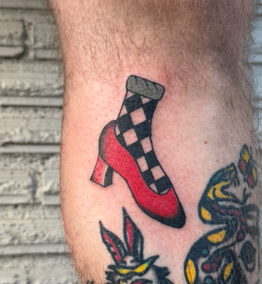 little shoe flash tattoo, Nicole Mort Green River Tattoo Minneapolis