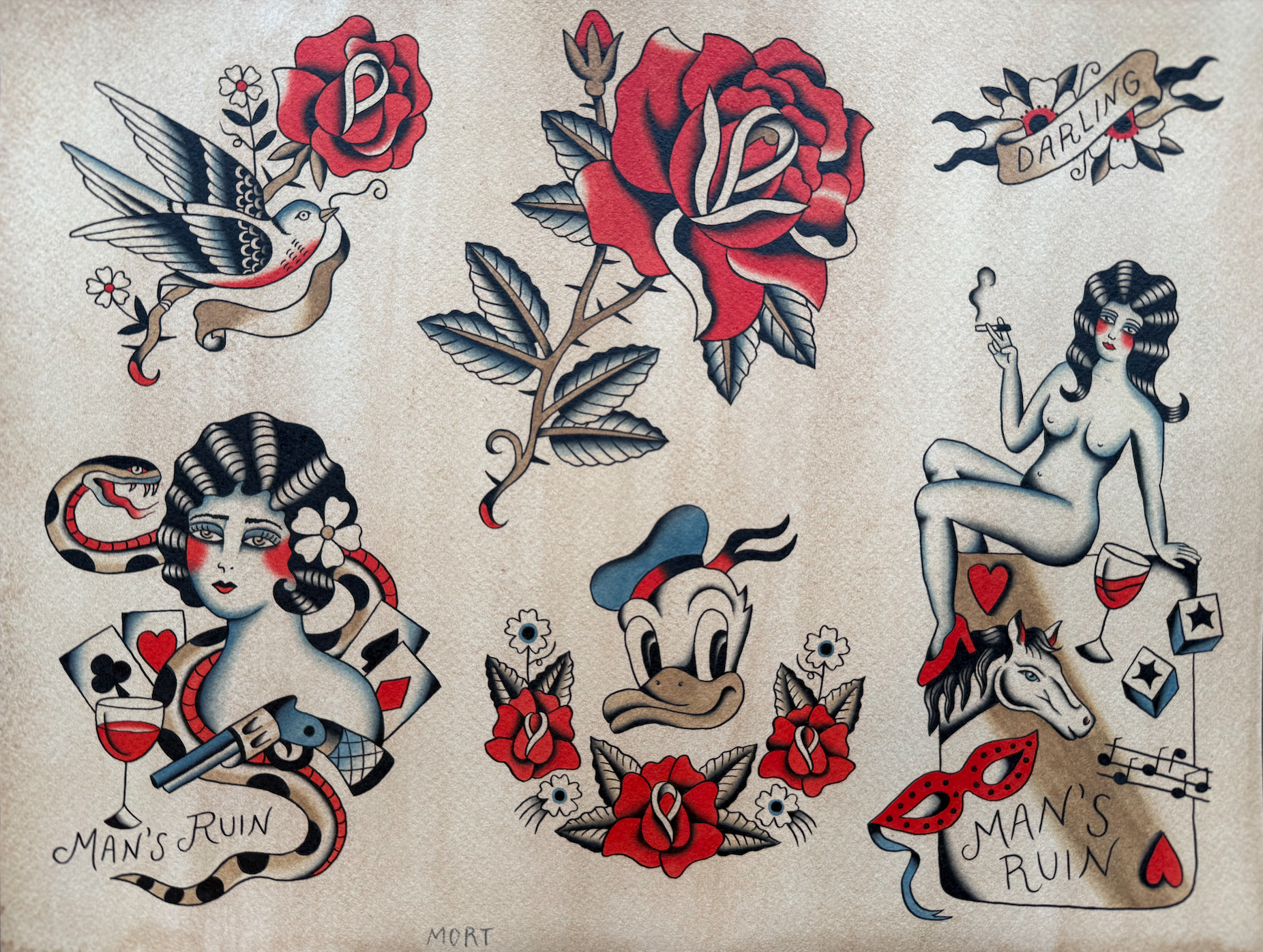 HANDPAINTED FLASH BY Nicole Mort Green River Tattoo Minneapolis