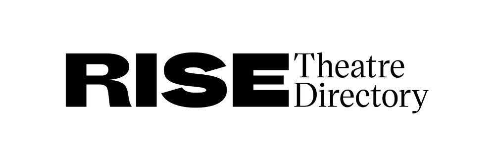 Logo for RISE Theatre Directory with the words "RISE" in large letters and "Theatre Directory" in smaller text beside it.