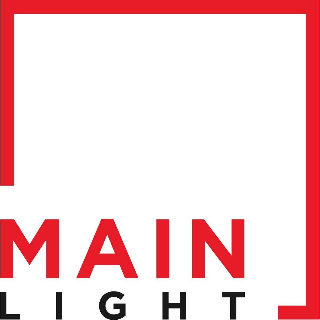 Main Light logo with a red border and the text 'MAIN LIGHT' in red and black.